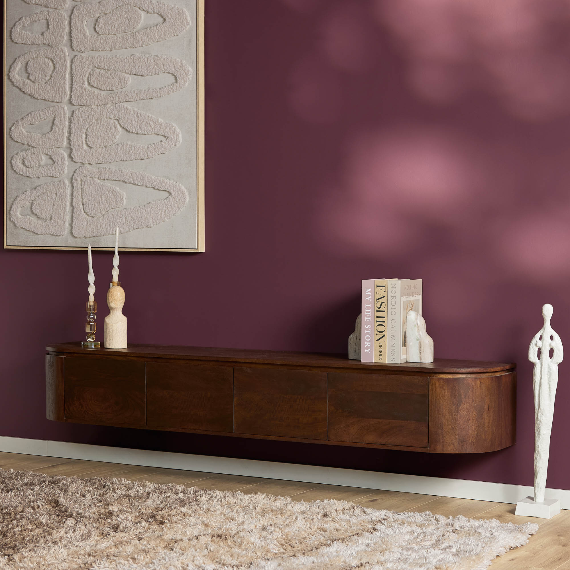 Zwevend TV-meubel Bloom - Bruin - 200 cm