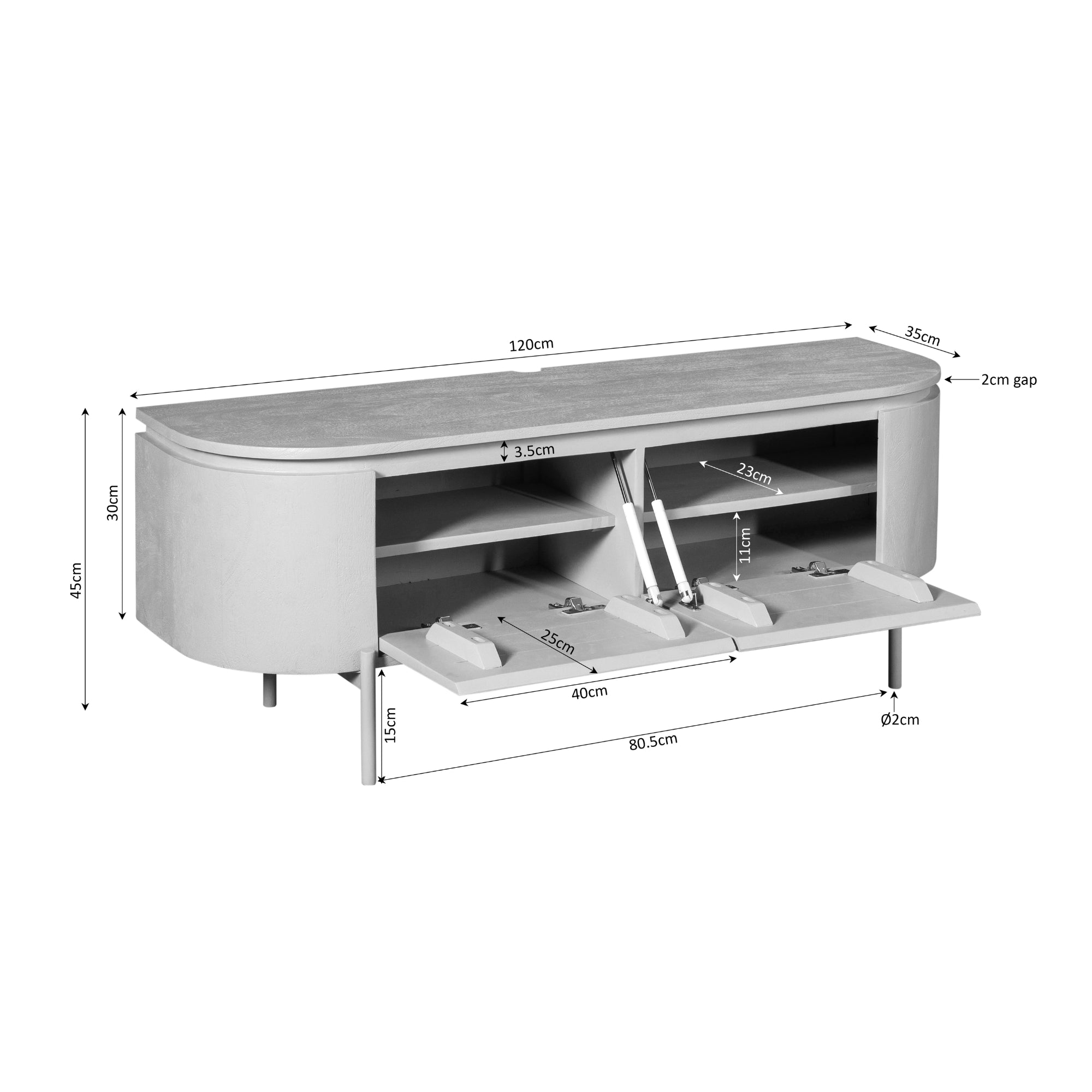 Zwevend TV-meubel Bloom - Stone - 120 cm