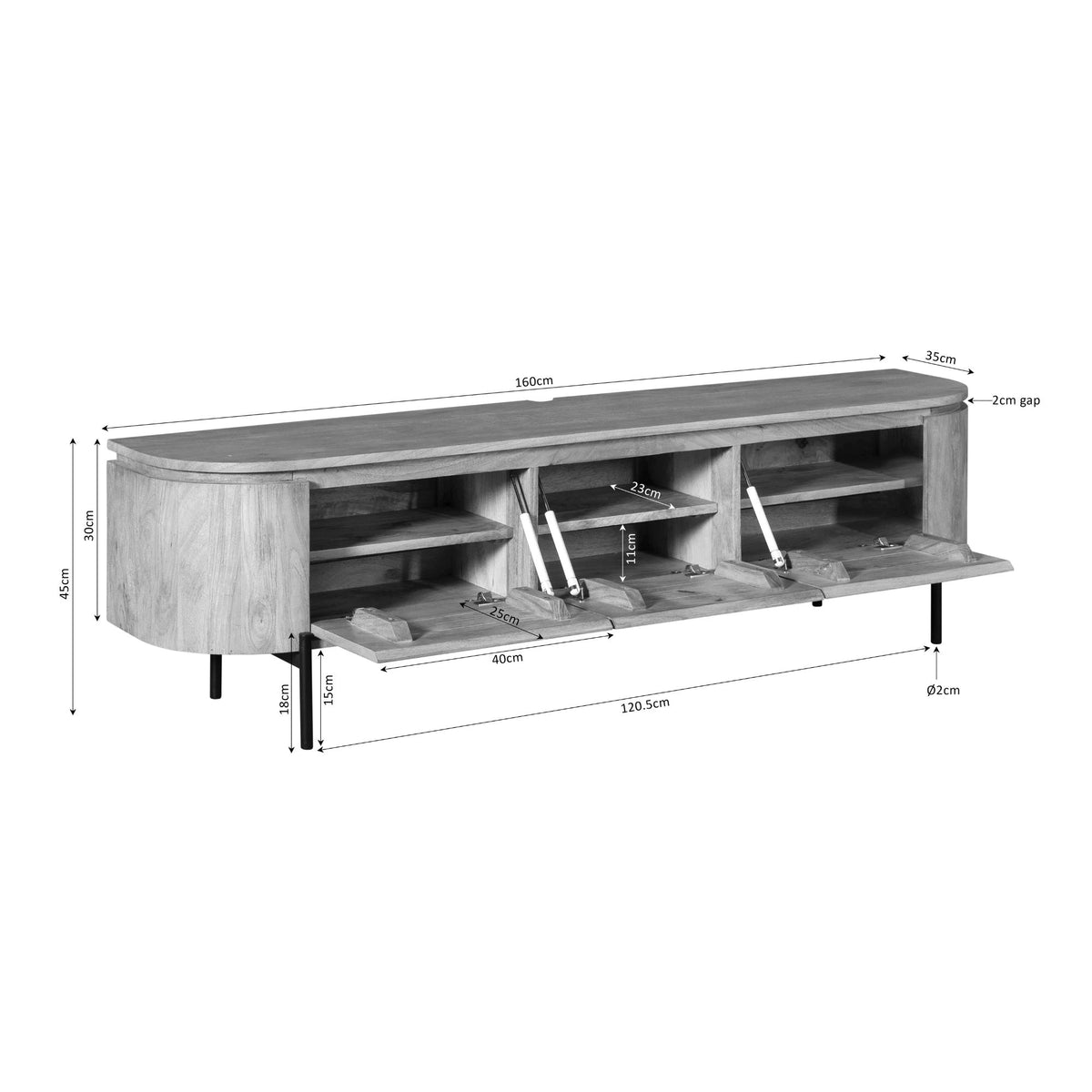 Zwevend TV-meubel Bloom - Stone - 160 cm