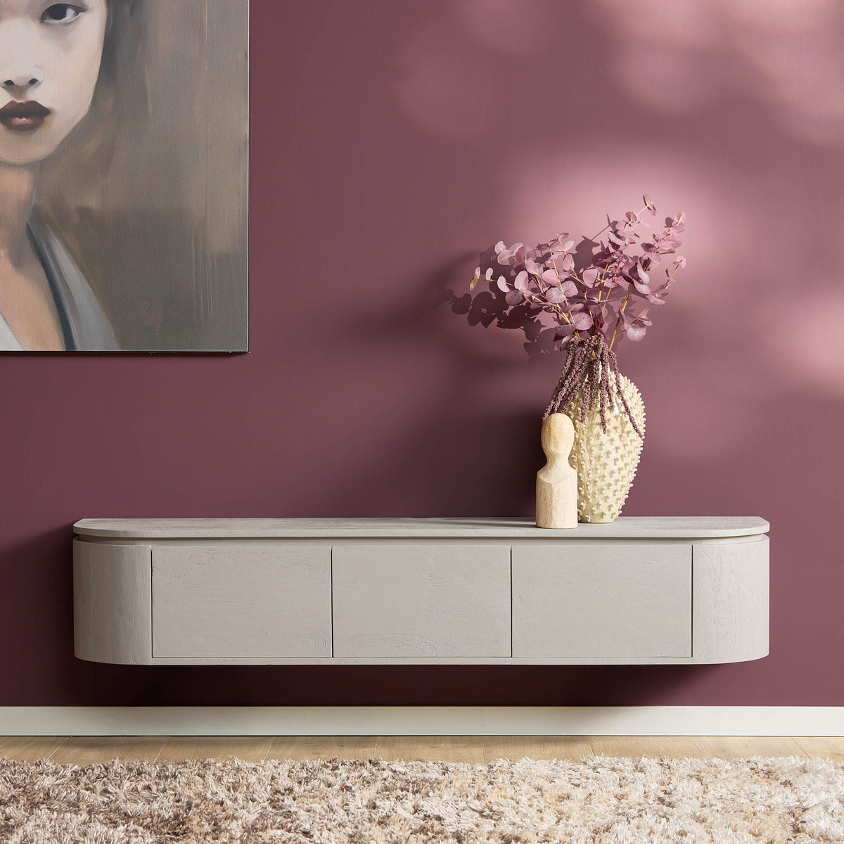 Zwevend TV-meubel Bloom - Stone - 160 cm