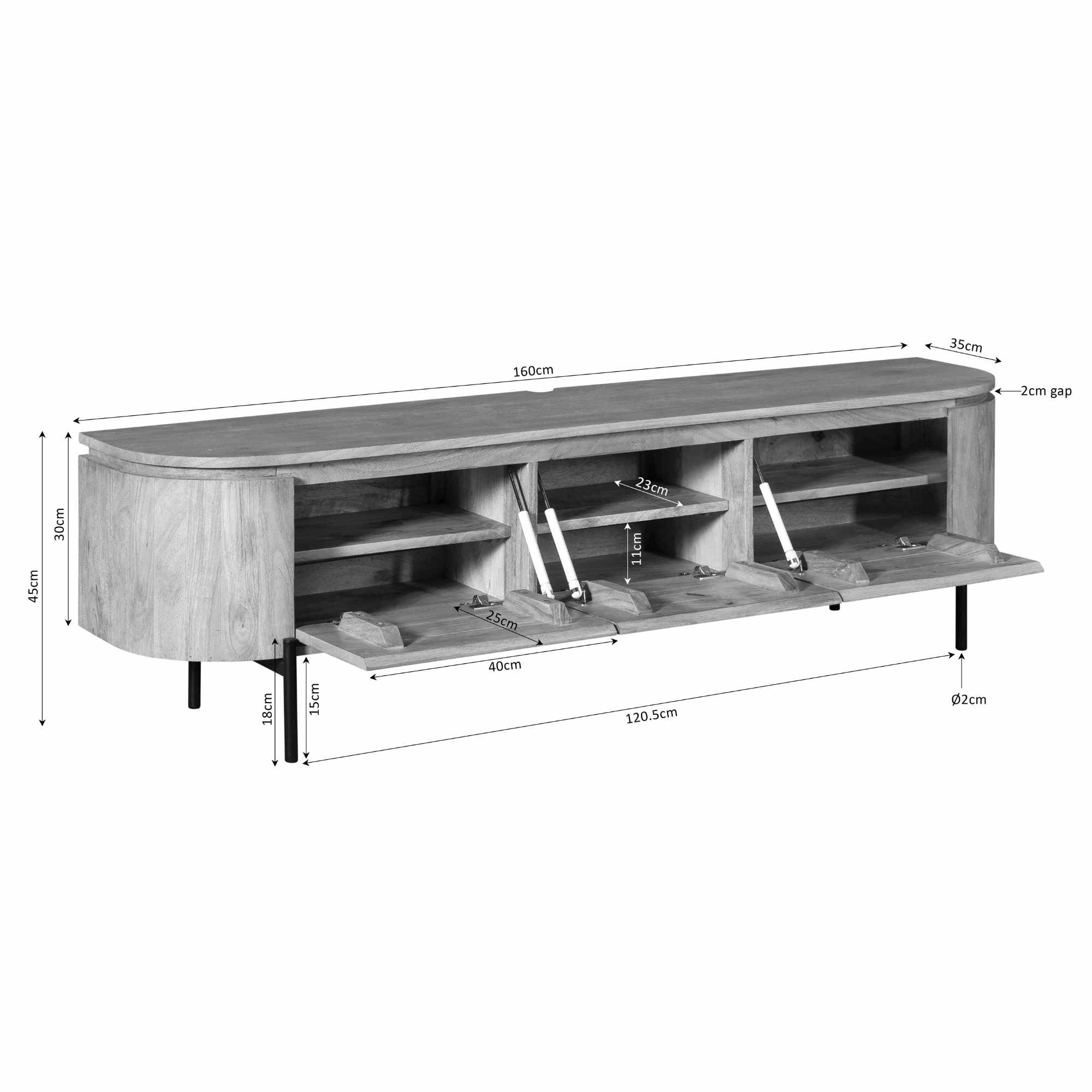 Zwevend TV-meubel Bloom - Stone - 160 cm