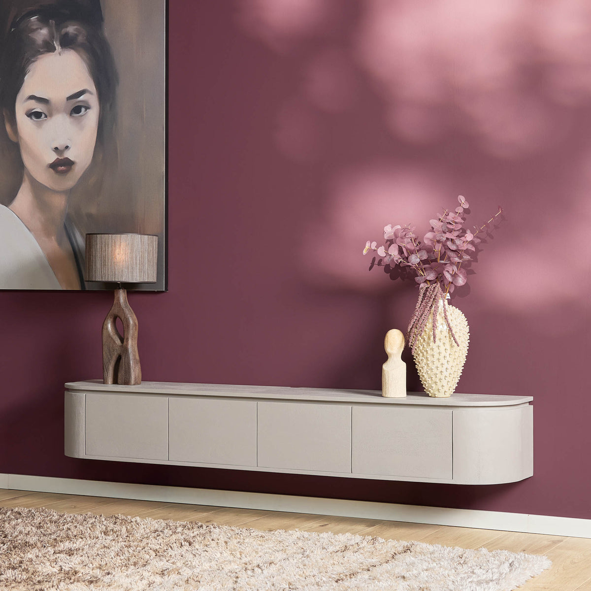 Zwevend TV-meubel Bloom - Stone - 200 cm
