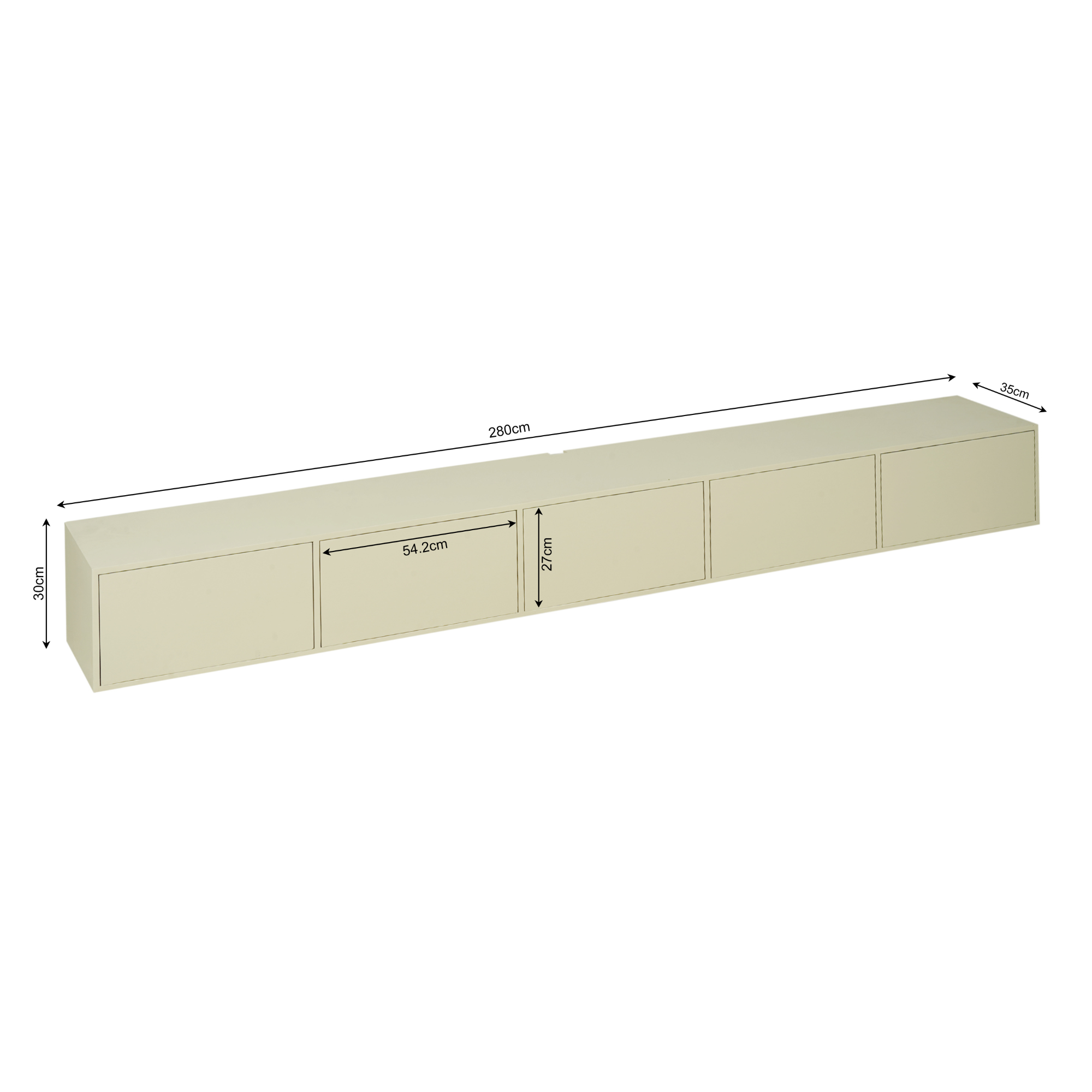 Zwevend TV-meubel Yuna - Beige - 280 cm