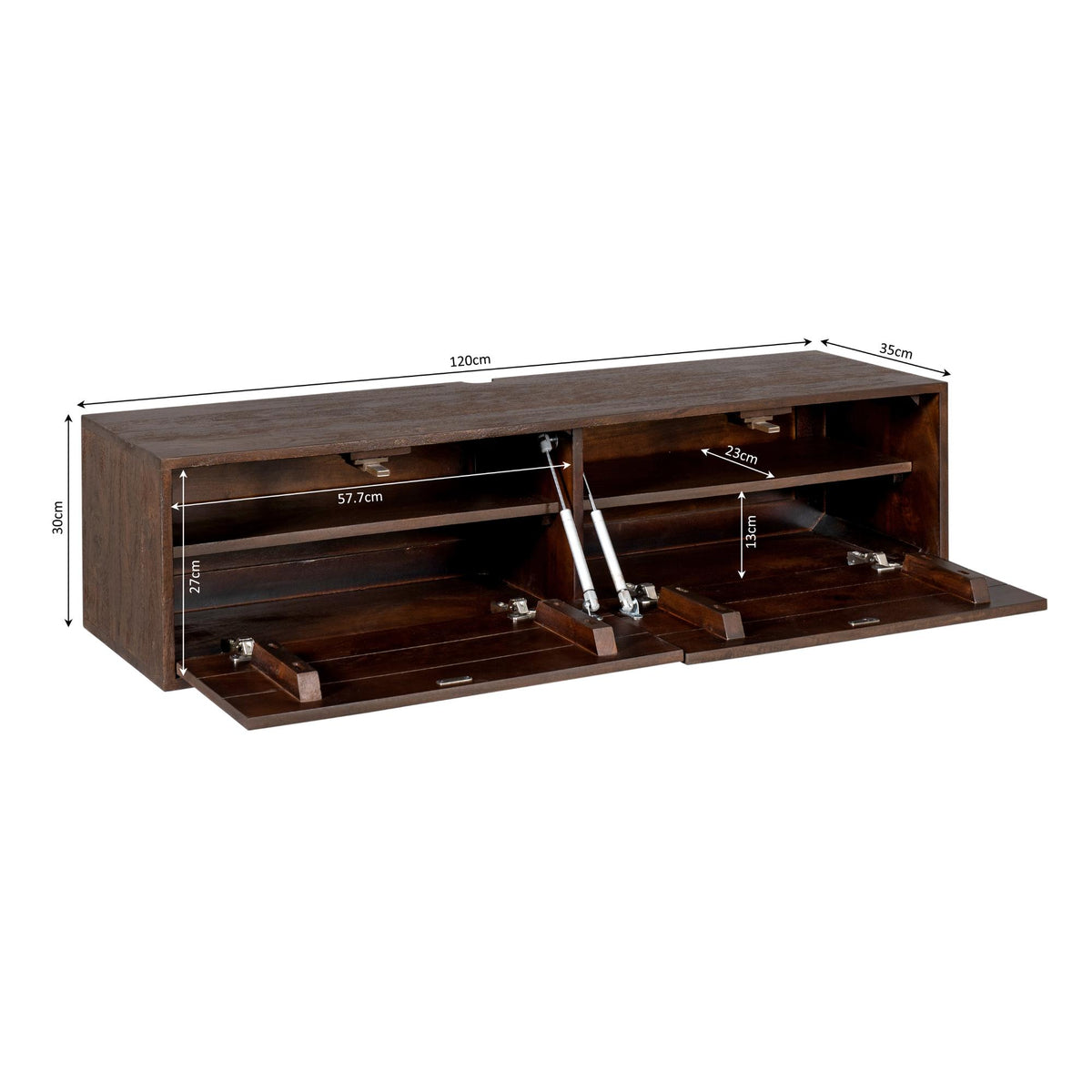 Zwevend TV-meubel Yuna - Bruin - 120 cm