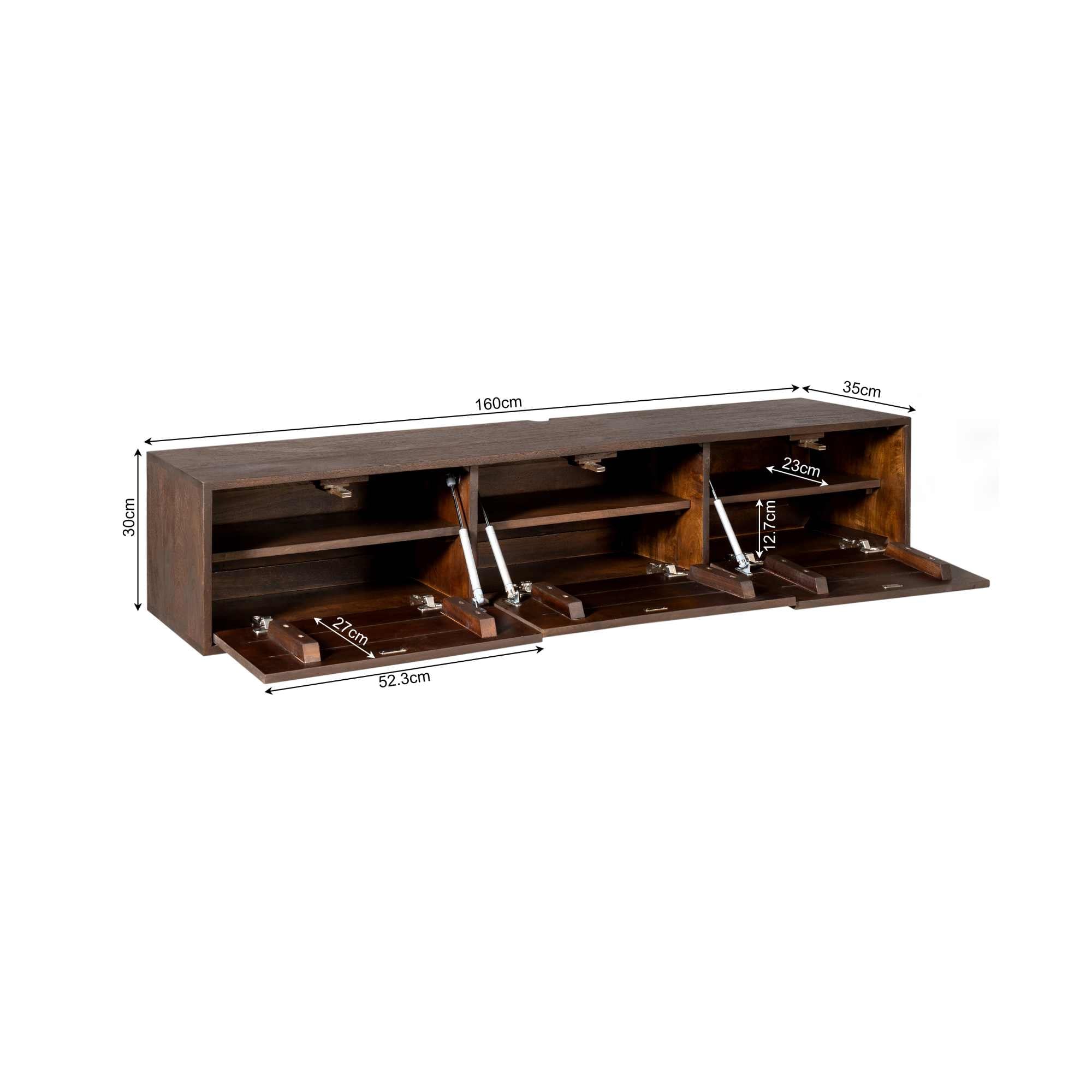 Zwevend TV-meubel Yuna - Bruin - 160 cm