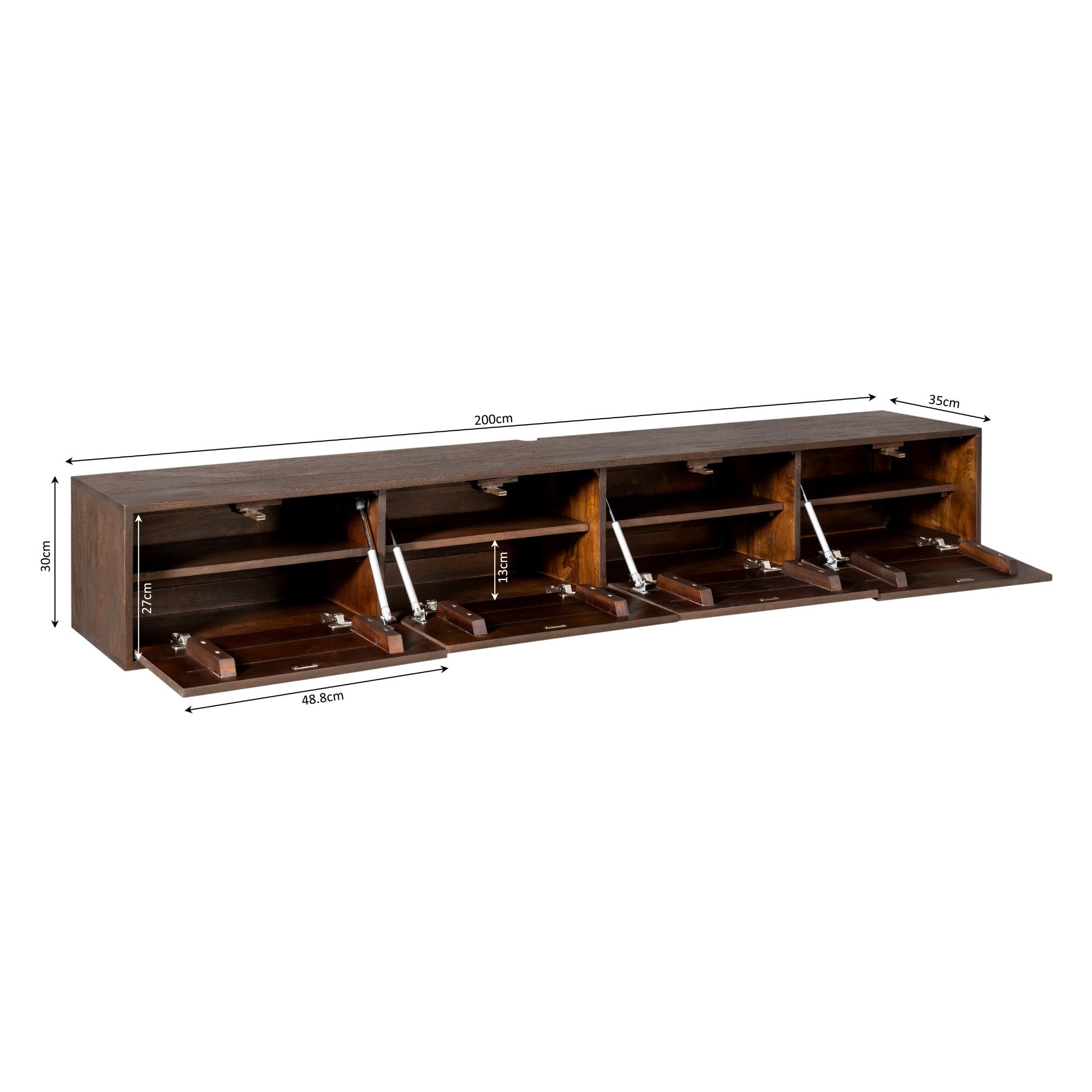 Zwevend TV-meubel Yuna - Bruin - 200 cm