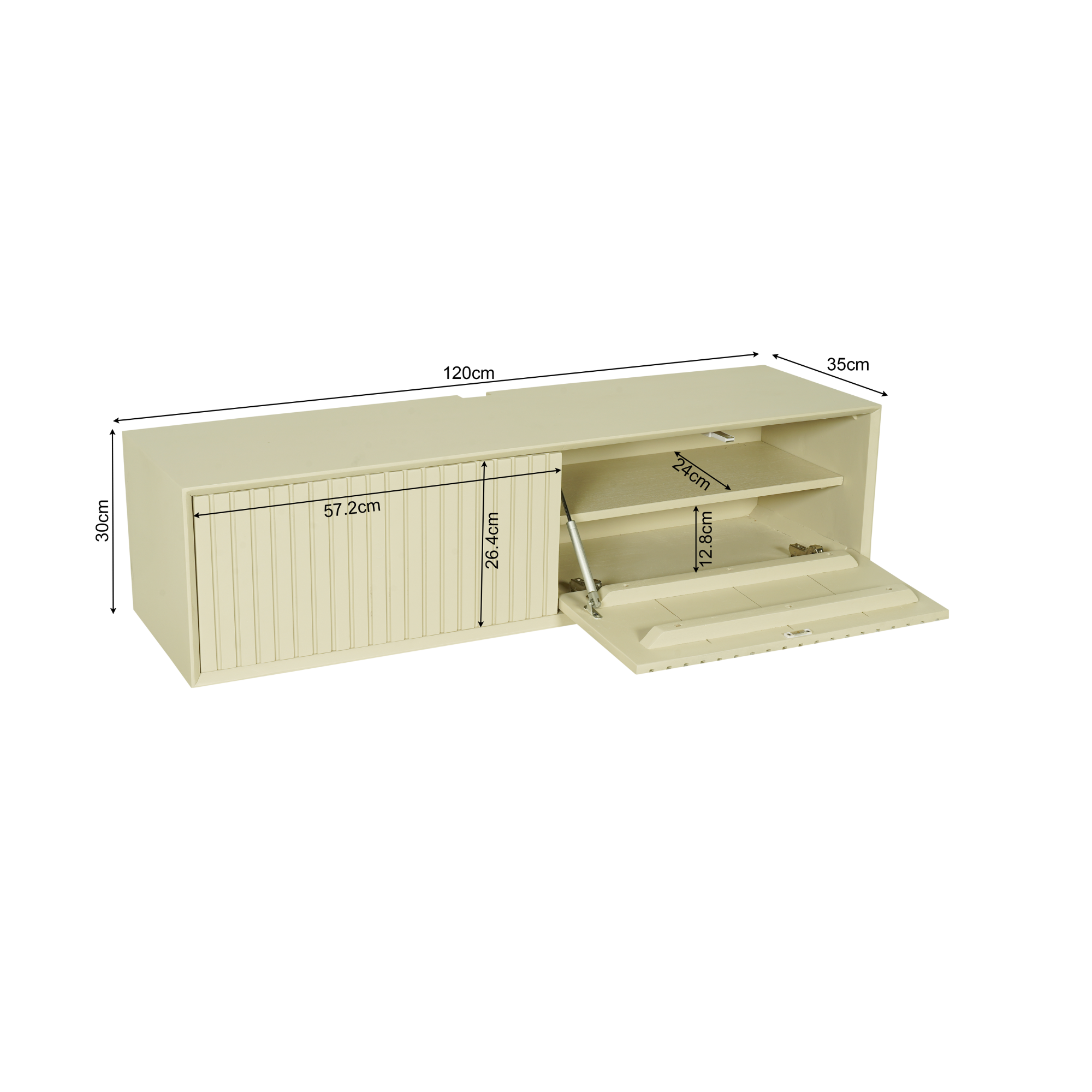 Zwevend TV-meubel Lunelle - Beige - 120 cm