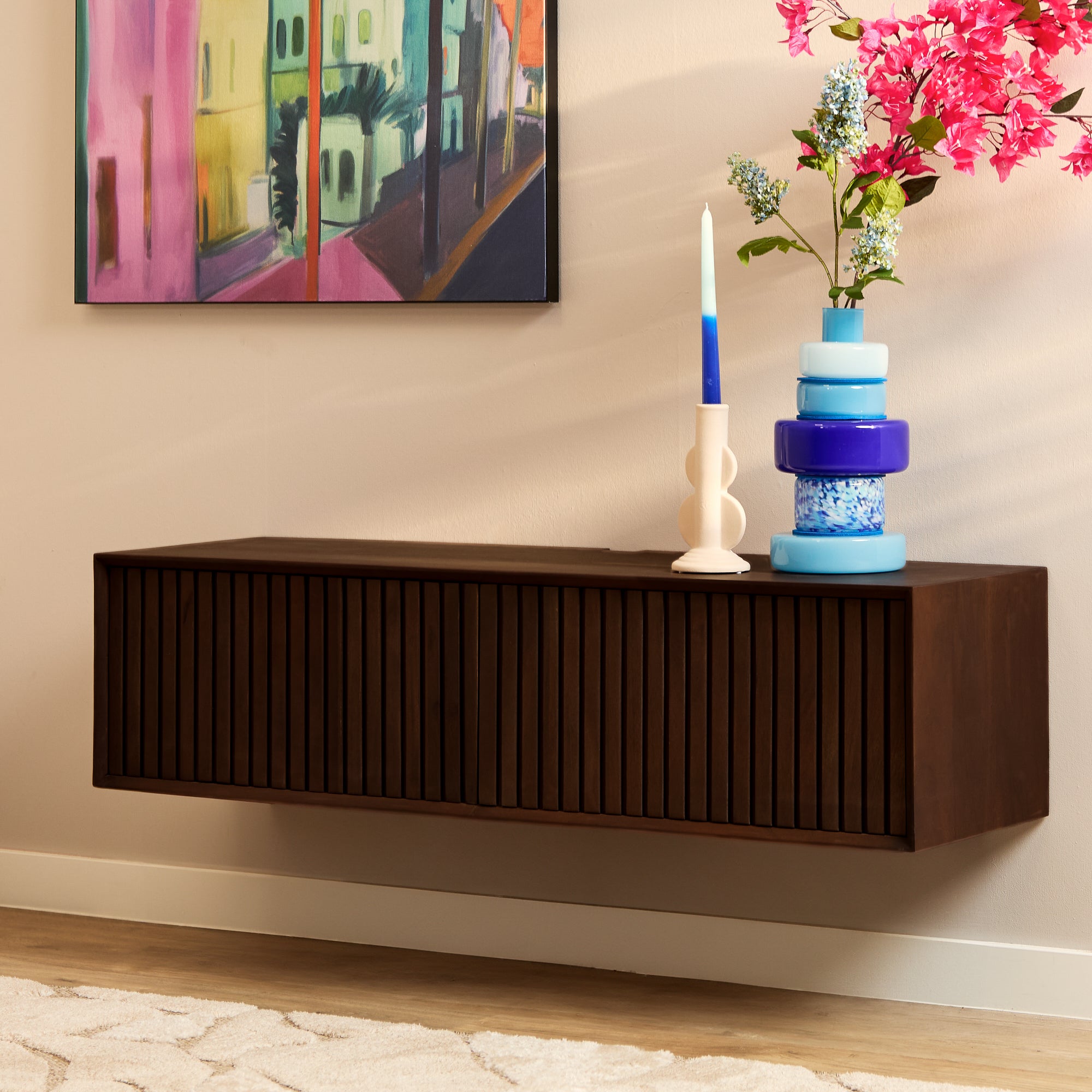 Zwevend TV-meubel Lunelle - Bruin - 120 cm