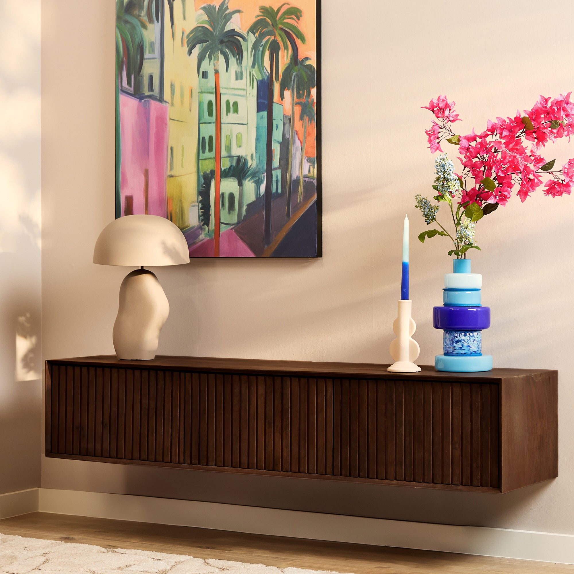 Zwevend TV-meubel Lunelle - Bruin - 160 cm