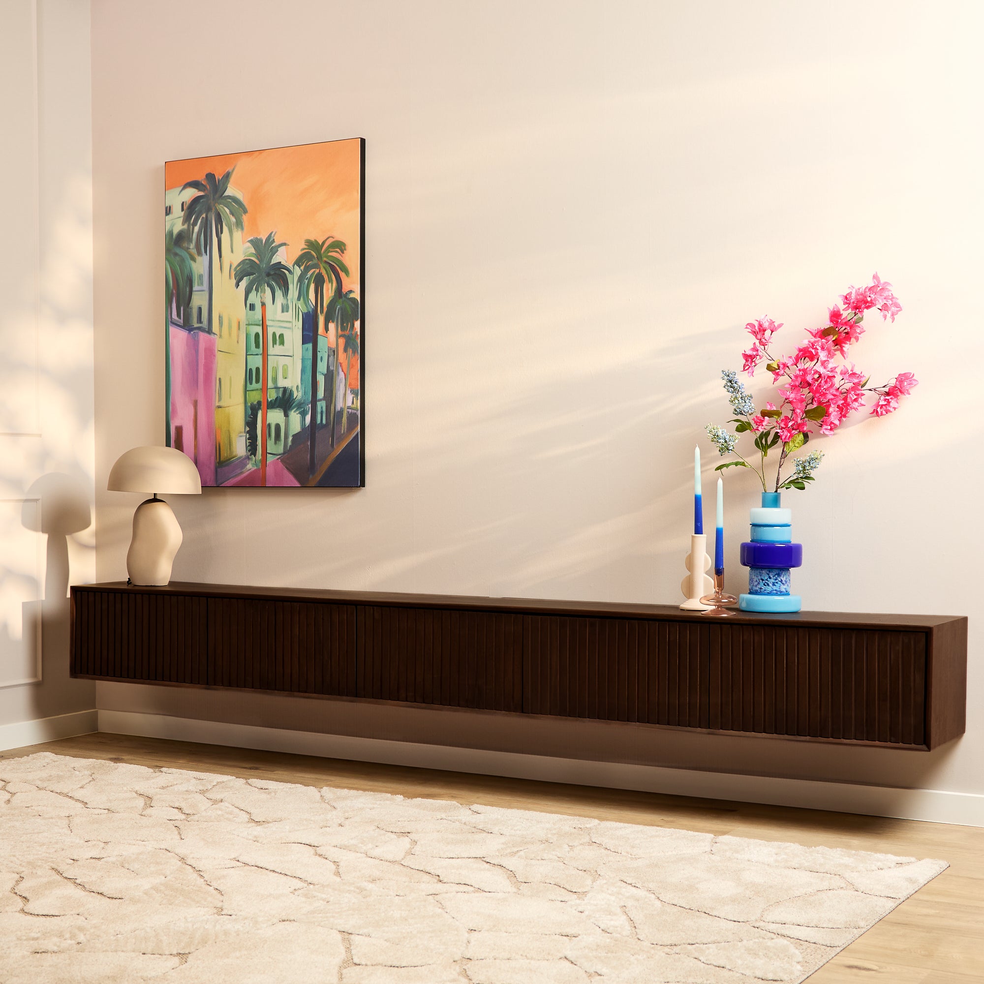 Zwevend TV-meubel Lunelle - Bruin - 280 cm