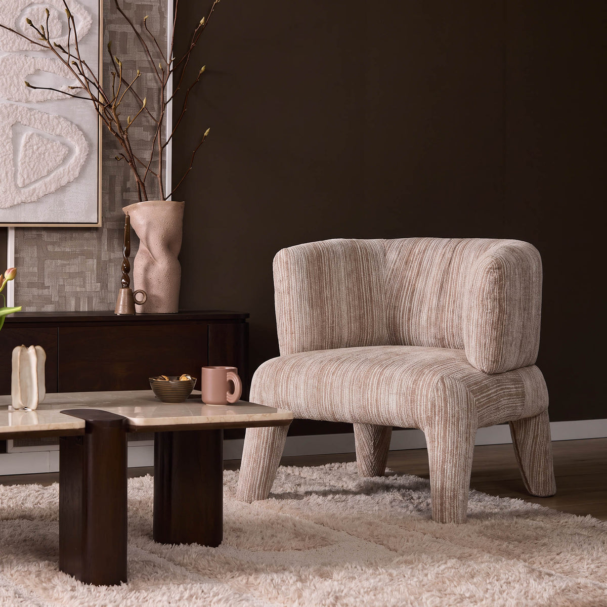 Fauteuil Tove - Taupe - Nori Stof