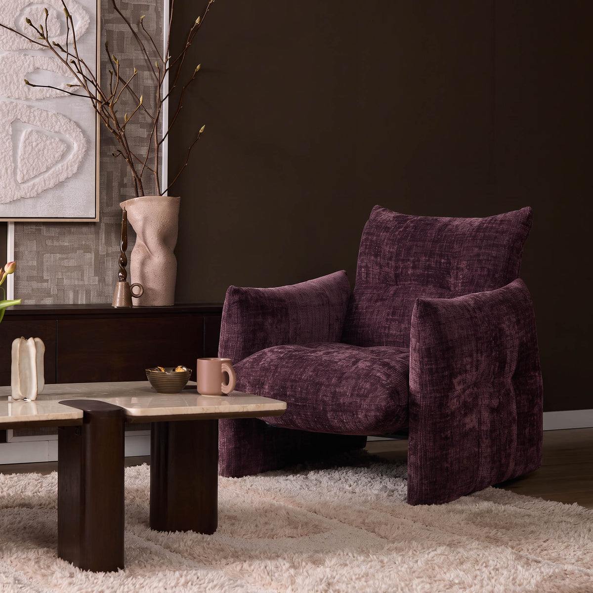 Fauteuil Milly - Aubergine - Canto Stof
