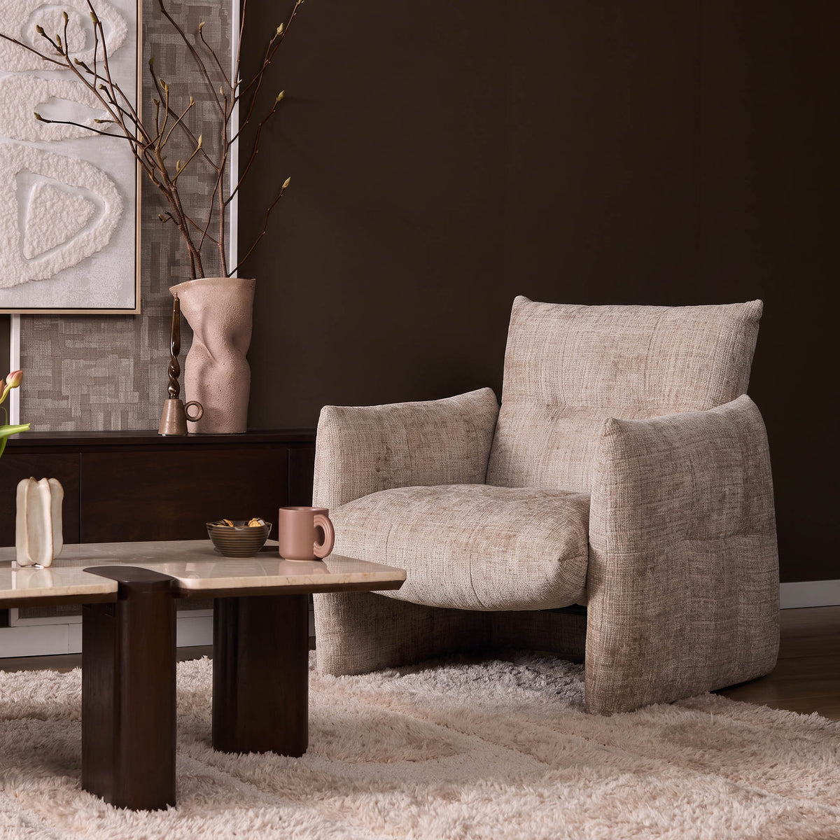 Fauteuil Milly - Beige - Canto stof