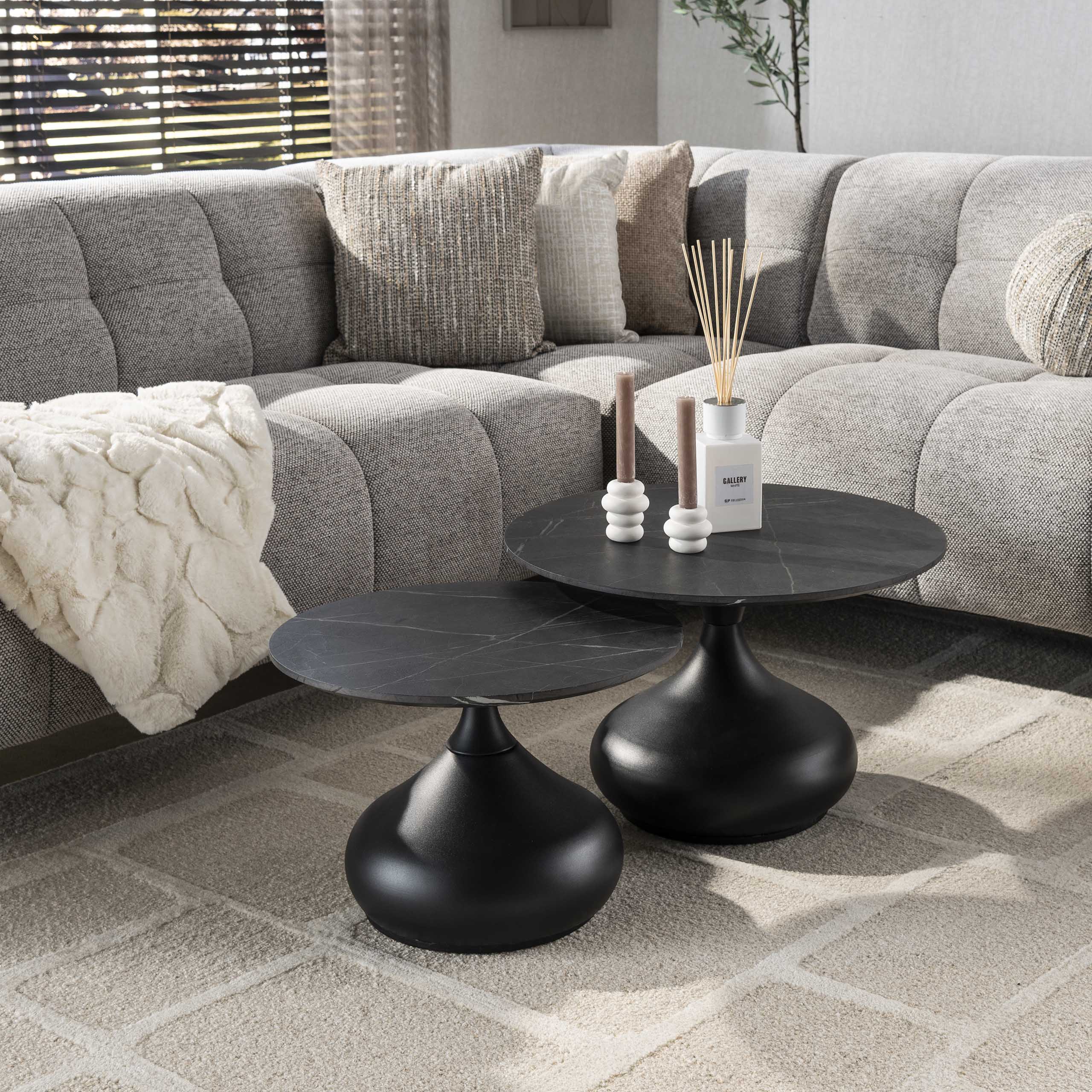 Salontafel Charlie Rond Keramisch Melamine Set van 2 Meubelista