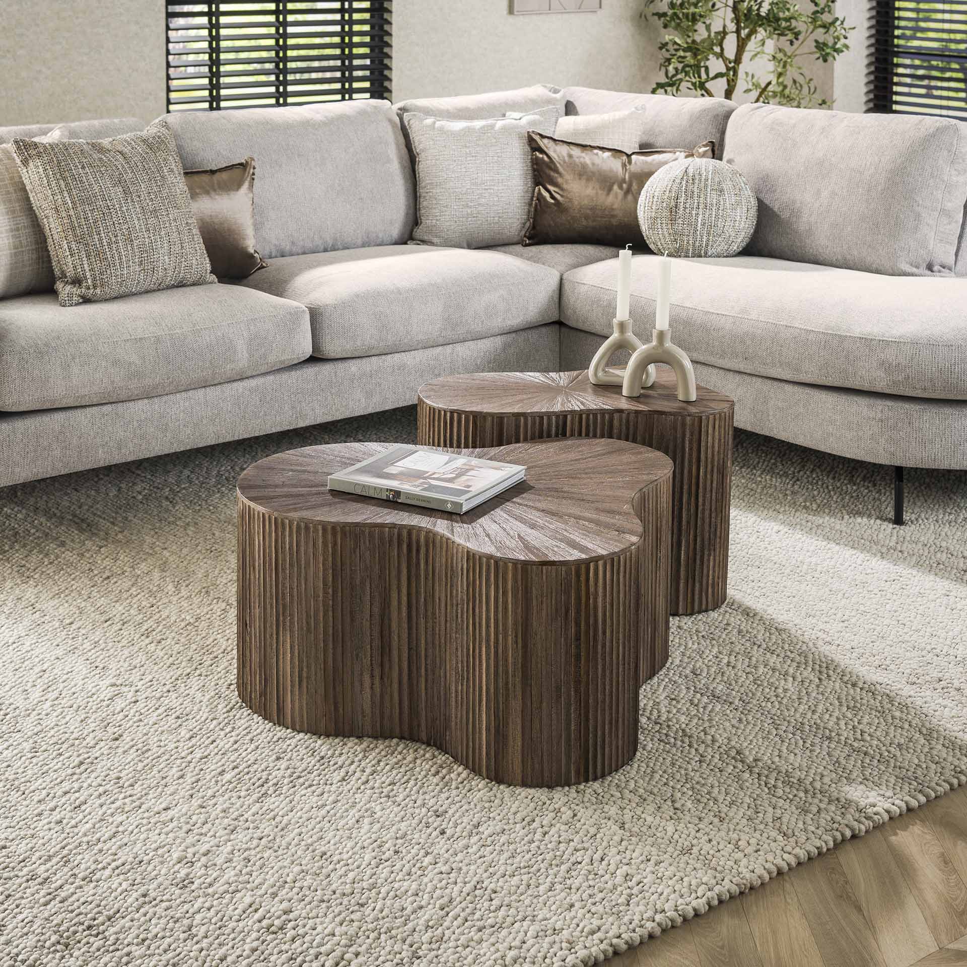 Ronde salontafel, set van 2 salontafels, bijzettafel voor de woonkamer