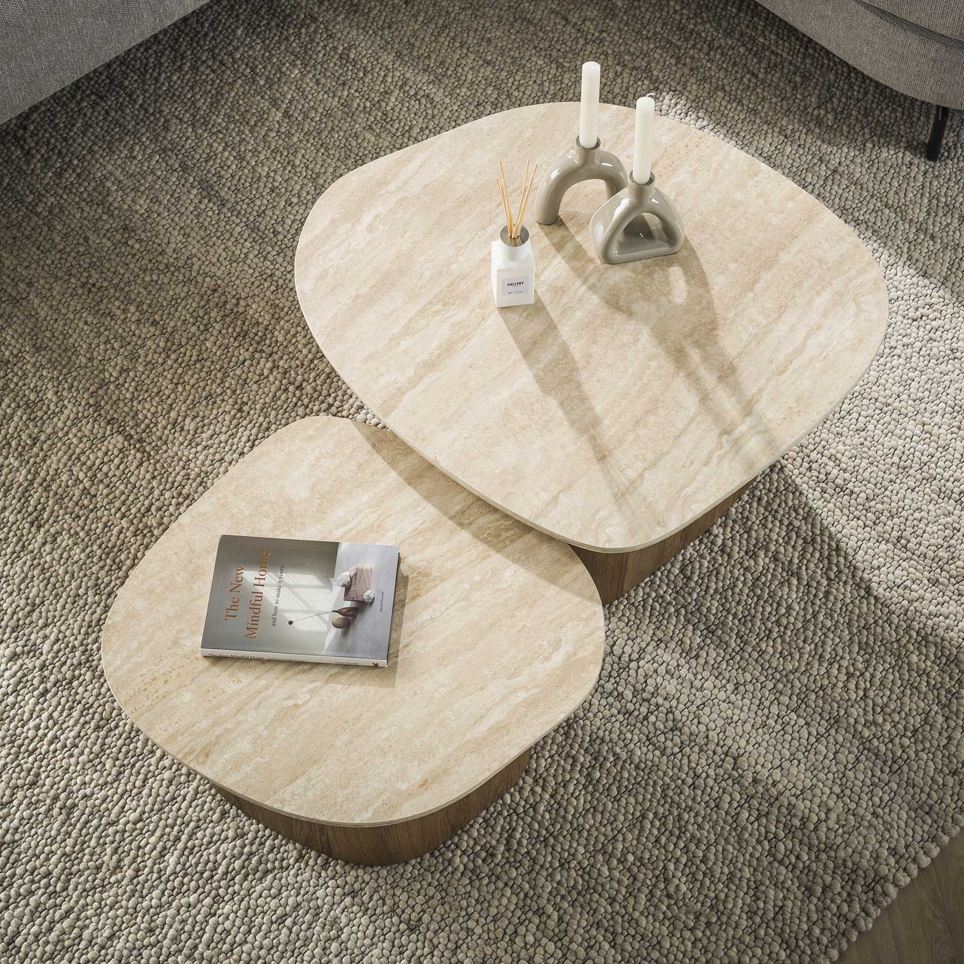 Salontafel Elesta Organisch Keramisch Travertijn Set van 2 Meubelista Detail