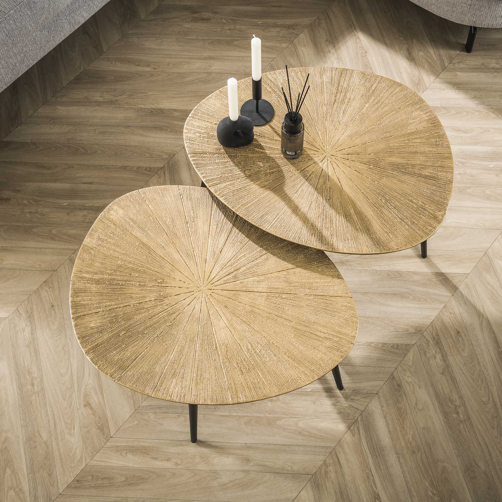 Salontafel Lumira Organisch Goud Metaal Set van 2 Meubelista Tafelblad