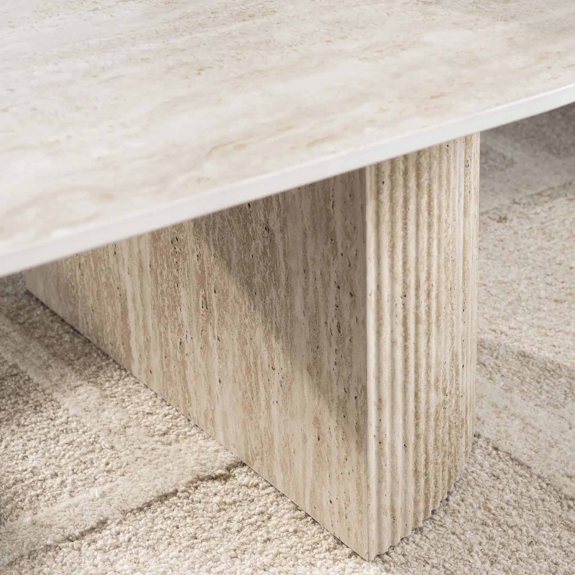 Salontafel Lunara Deens Ovaal Keramisch Travertin Meubelista Detailfoto Onderstel