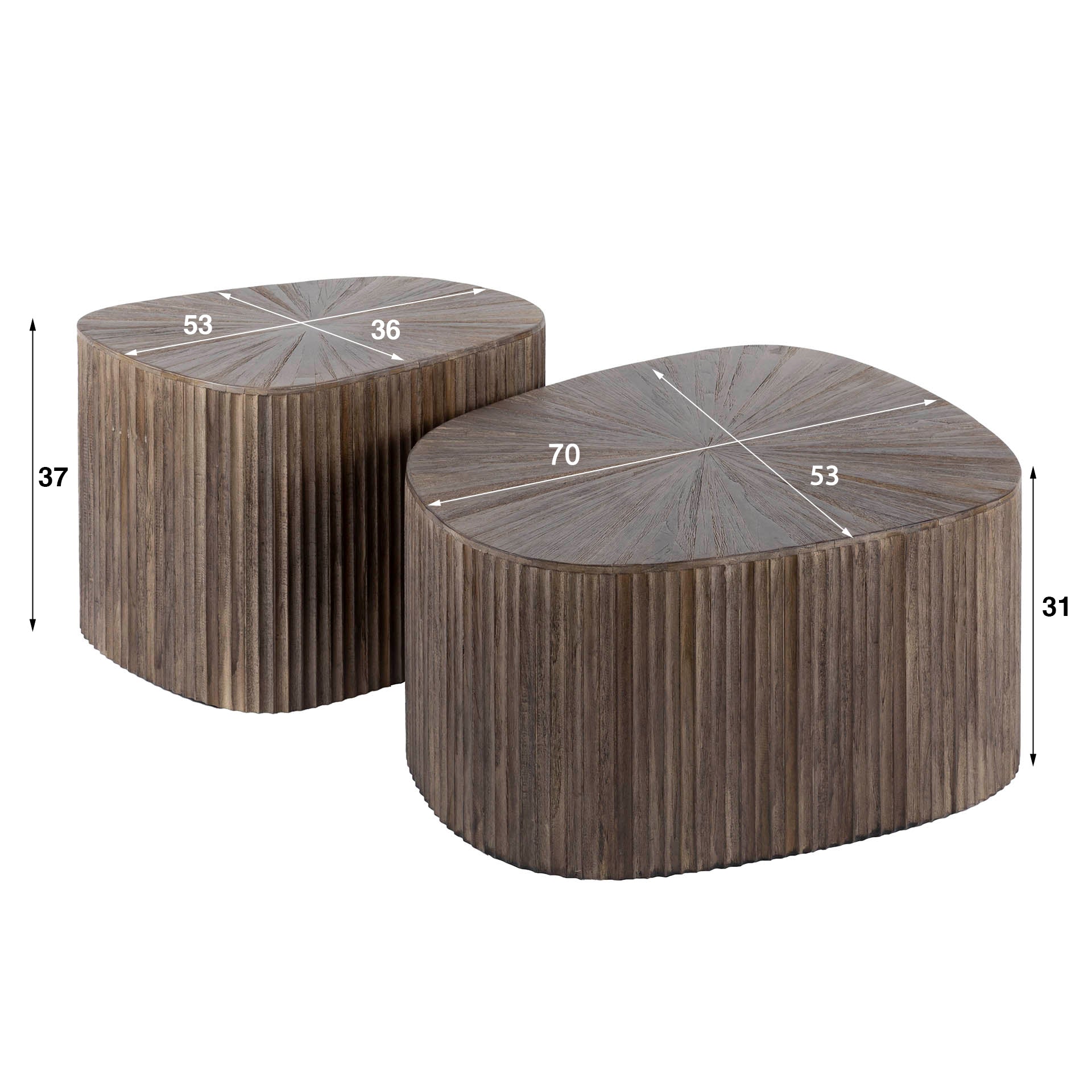 Salontafel Lunari - Organisch - Teakhout - Set van 2