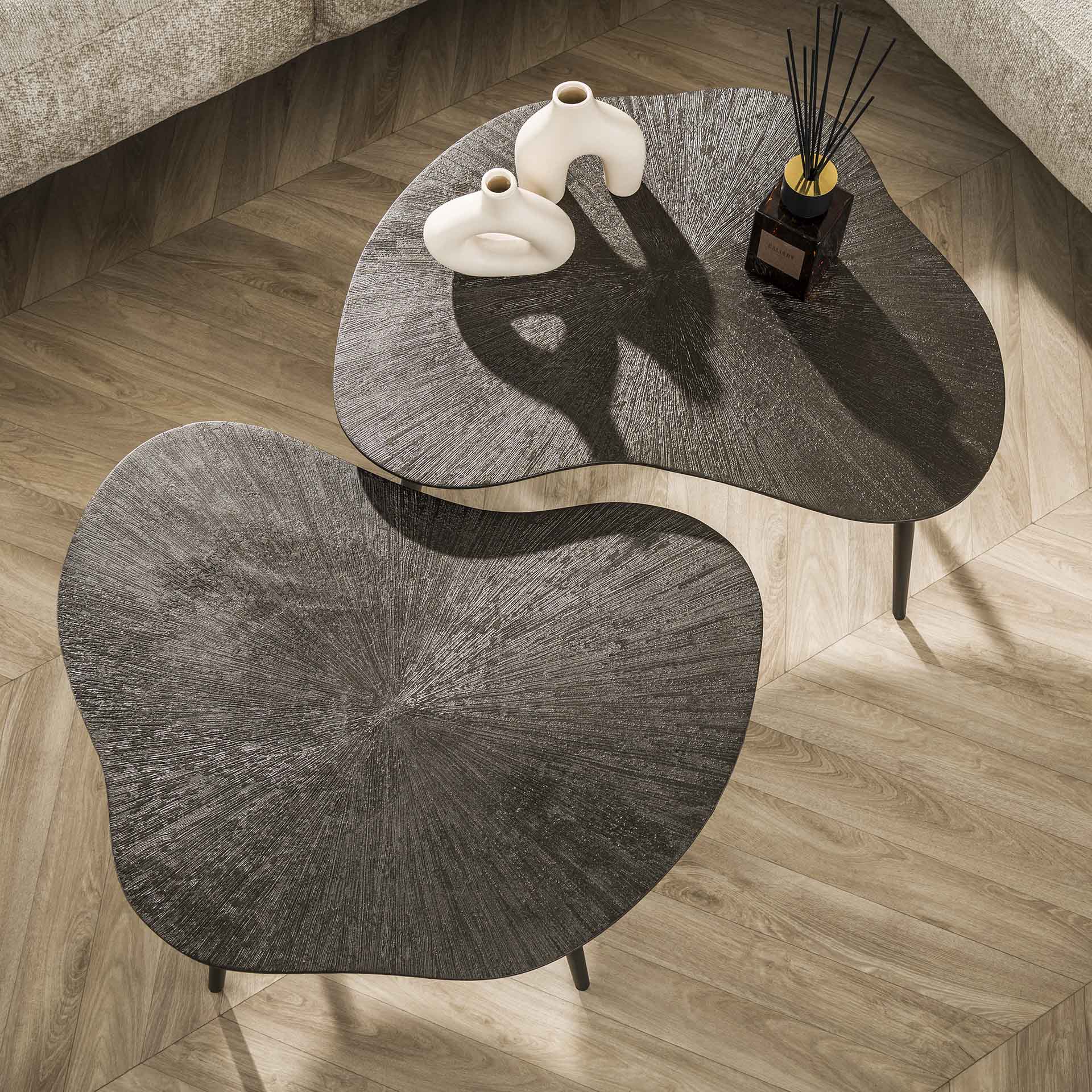 Salontafel Noara Organisch Brons Hout Set van 2 Meubelista Bovenaanzicht