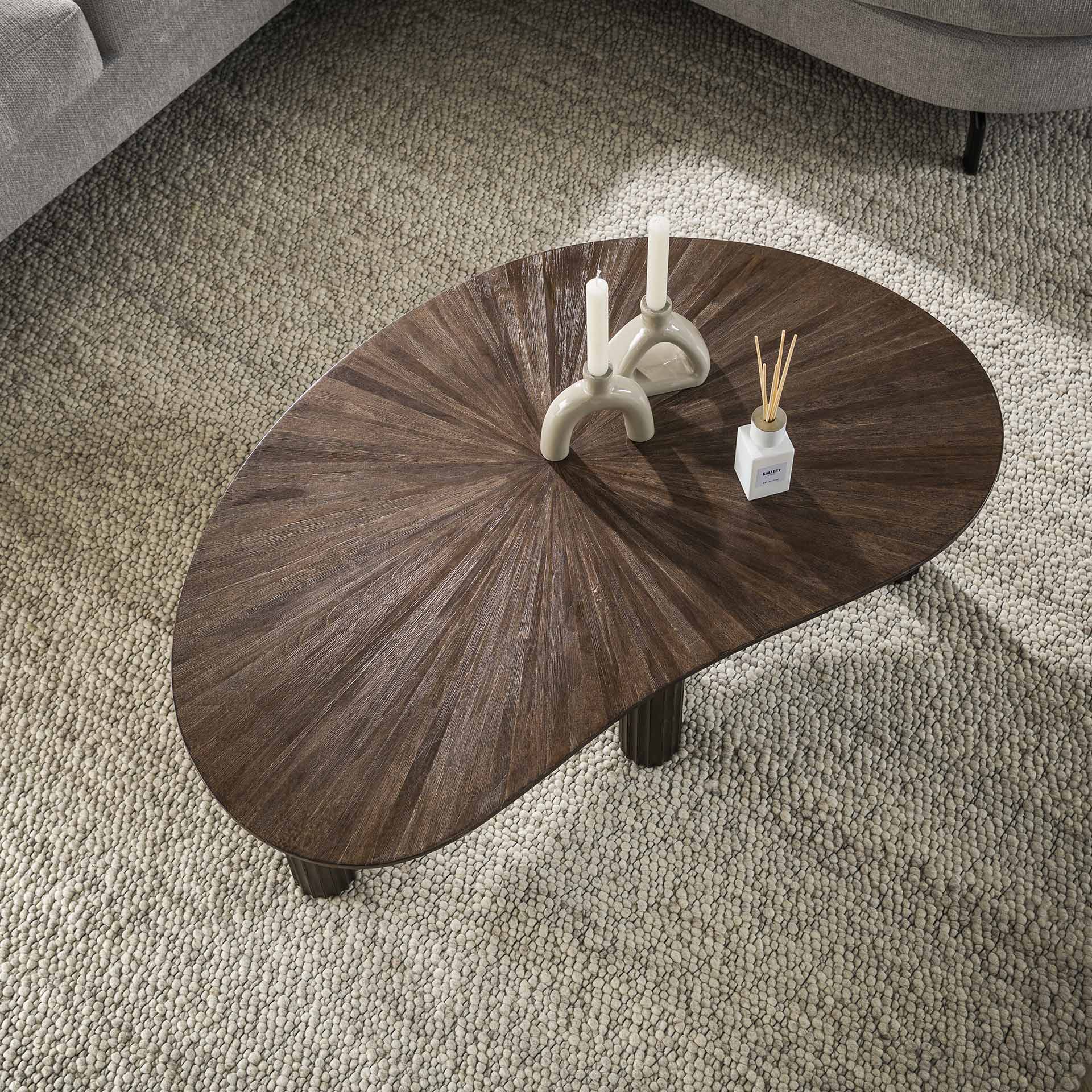 Salontafel Nuriva Organisch Teakhout Donkerbruin Meubelista Detail
