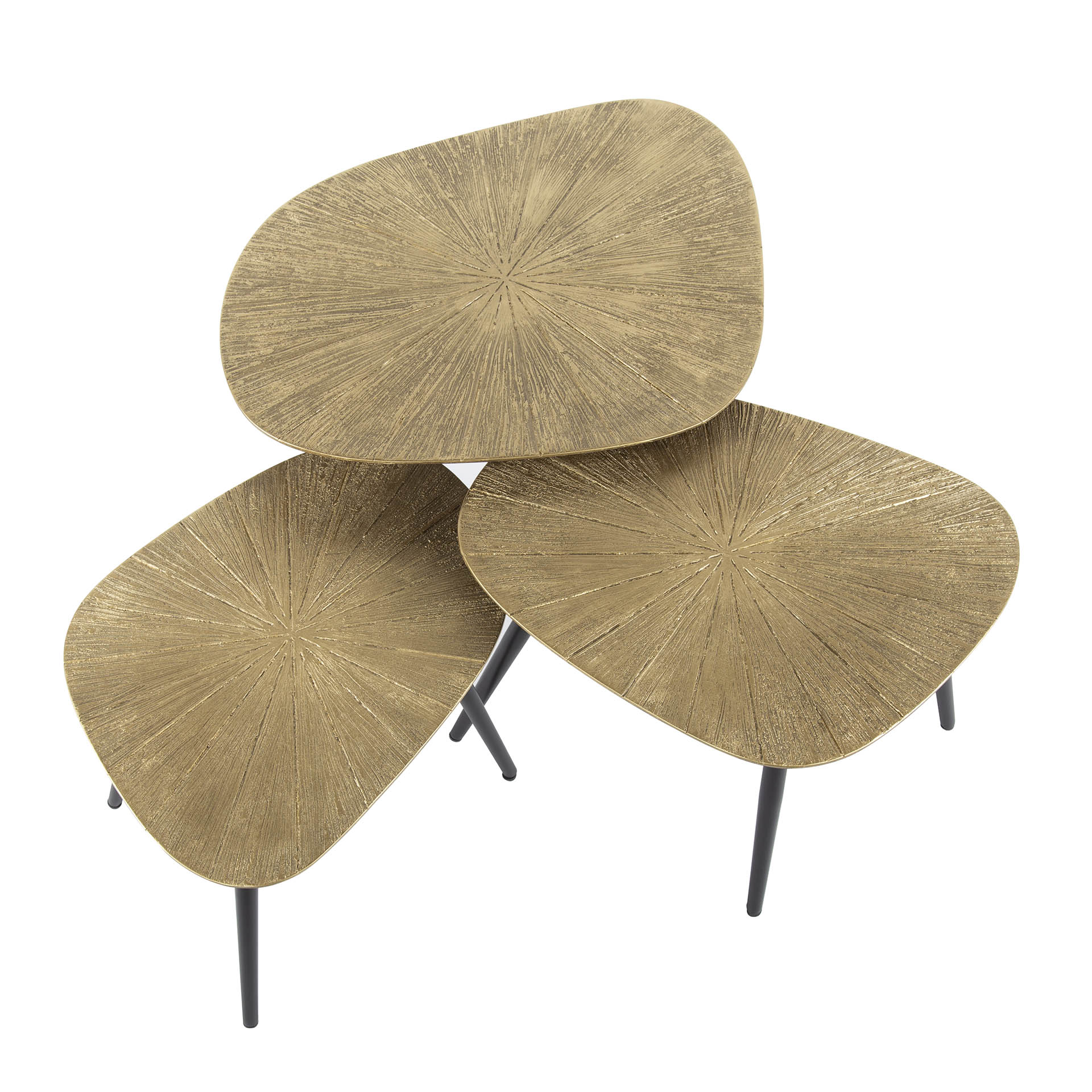 Salontafel Trevaro Organisch Goud Metaal Set van 3 Meubelista Extra