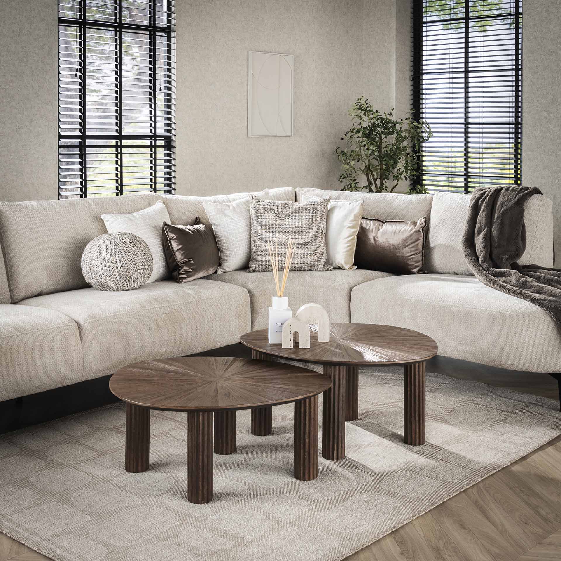 Salontafel Zalora Organisch Teakhout Set van 2 Meubelista Lifestyle