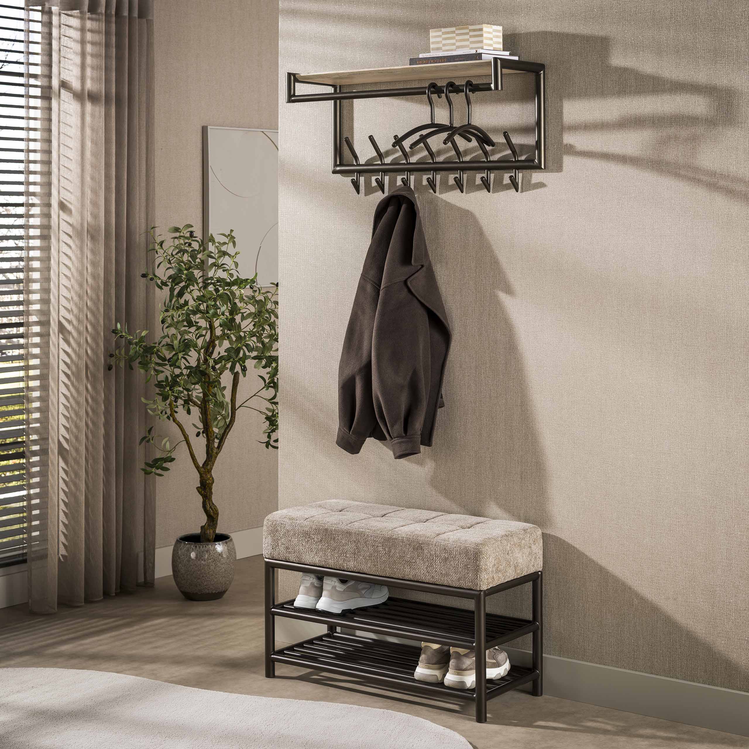 Schoenenbank Lumi Brons Gepoedercoat Staal 85 cm Meubelista Sfeerfoto