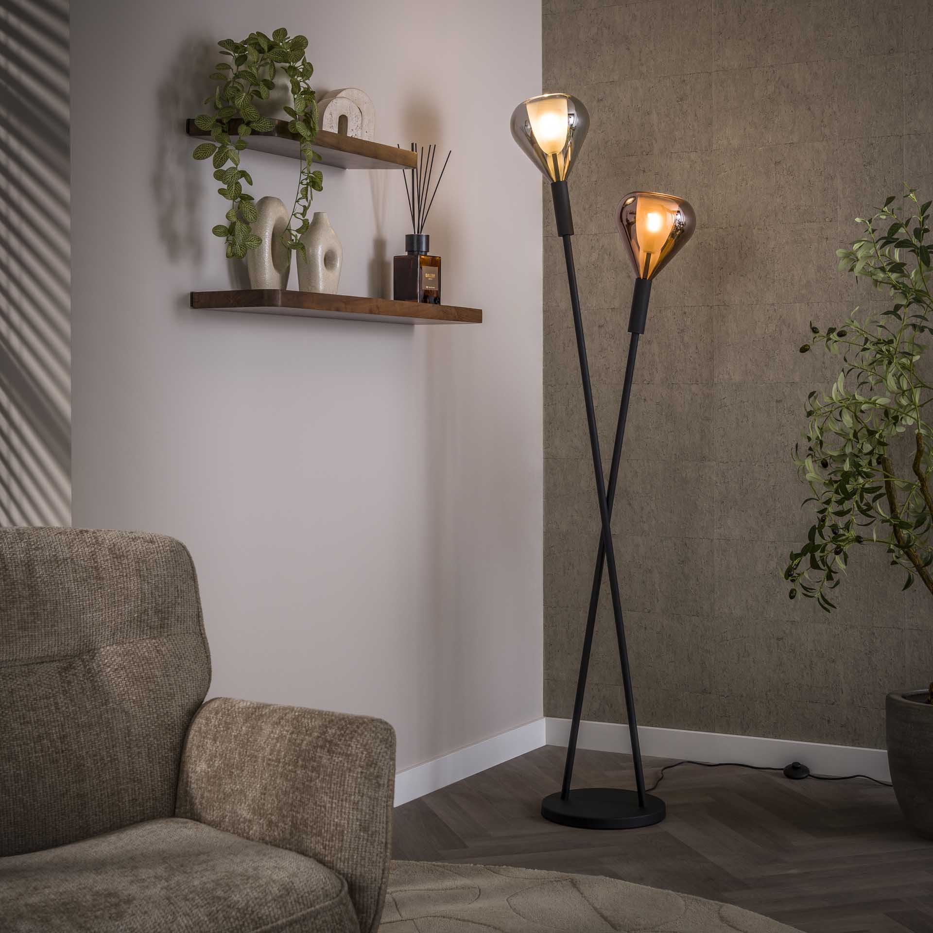 Vloerlamp Raindrop Chroom Glas 175 cm Meubelista Sfeerfoto Donker