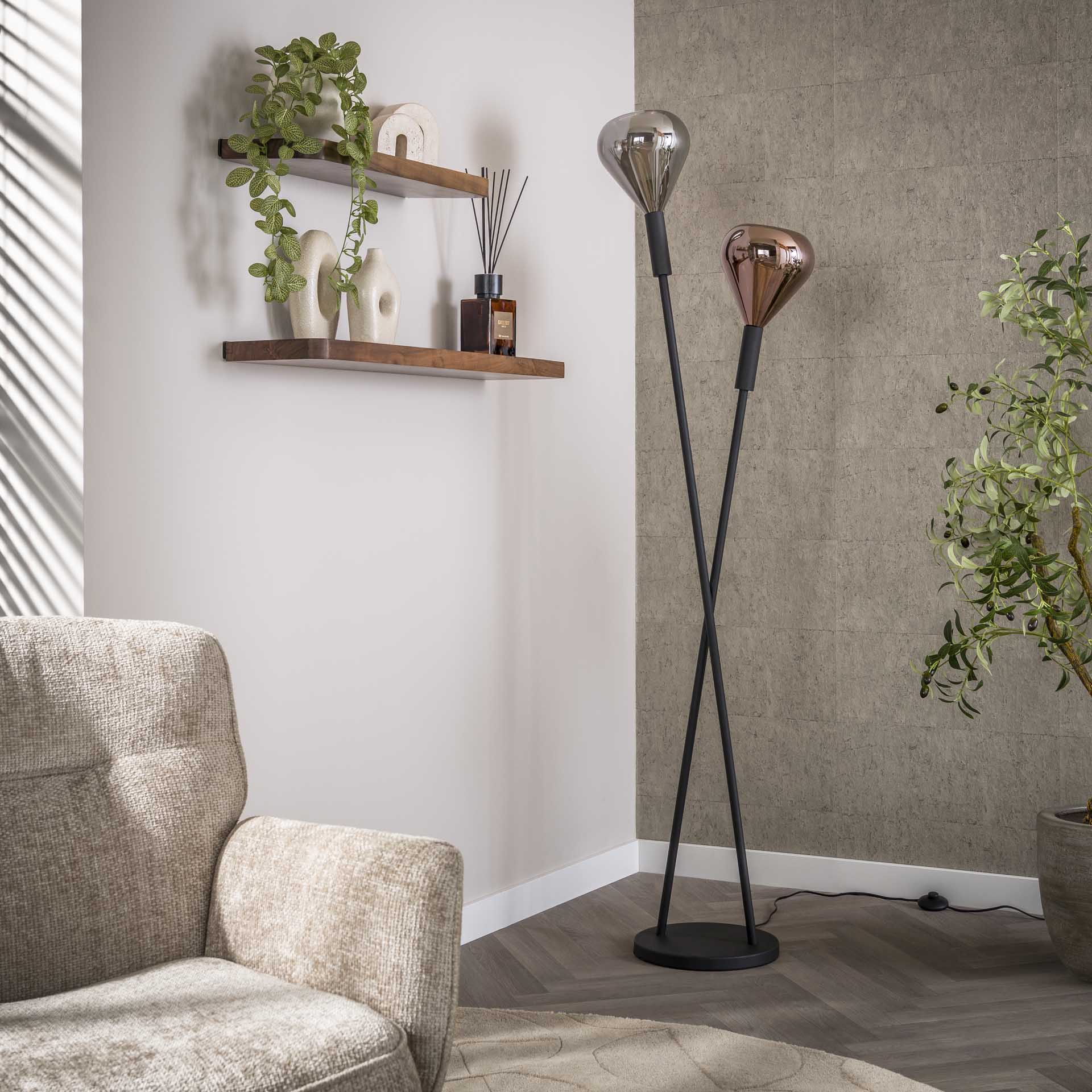 Vloerlamp Raindrop Chroom Glas 175 cm Meubelista Sfeerfoto Licht