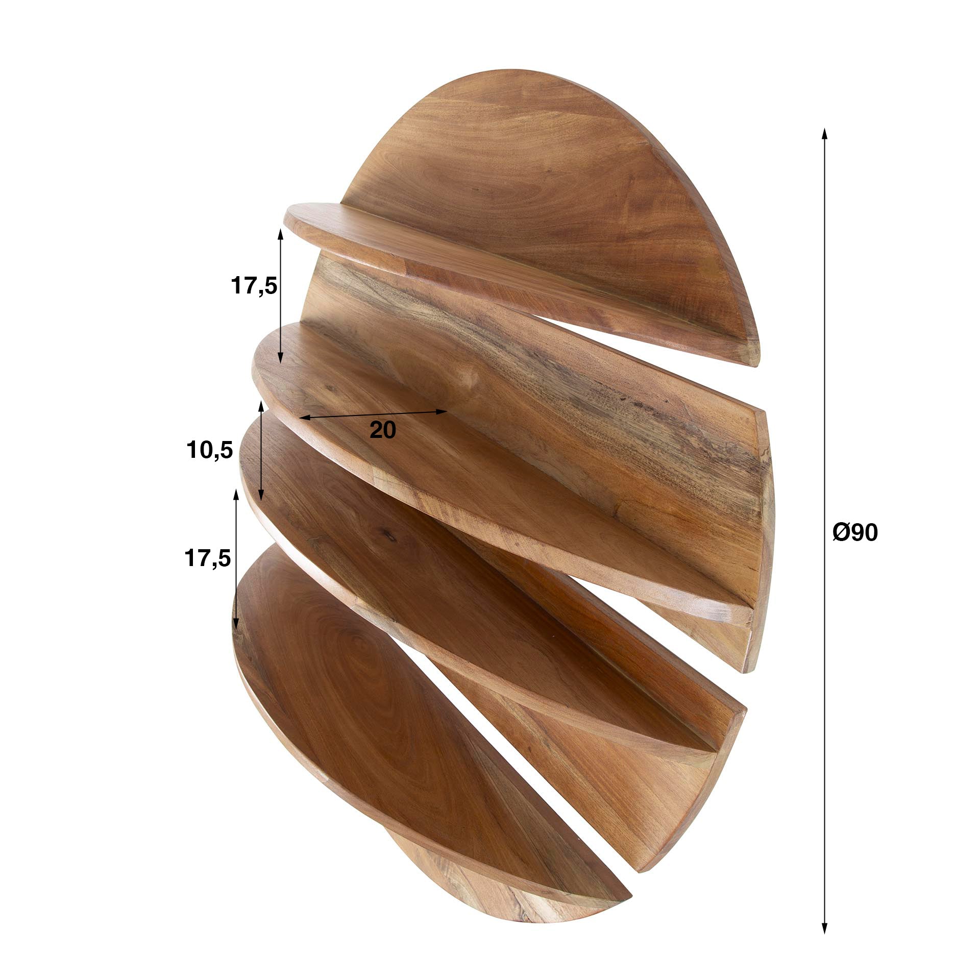 Wandschap Kimberley Bruin Mangohout 90 cm Meubelista Afmetingen