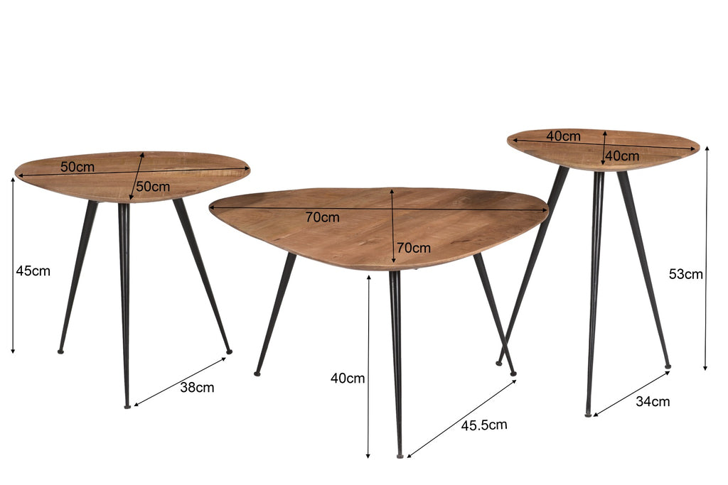 Salontafel Loua - Lichtbruin - Mangohout - Set van 3