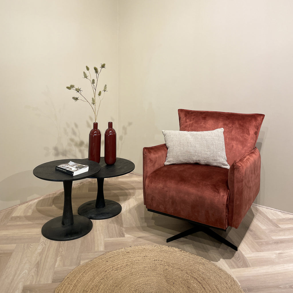 Salontafel Vivian - Zwart - Mangohout - Ø 60 cm