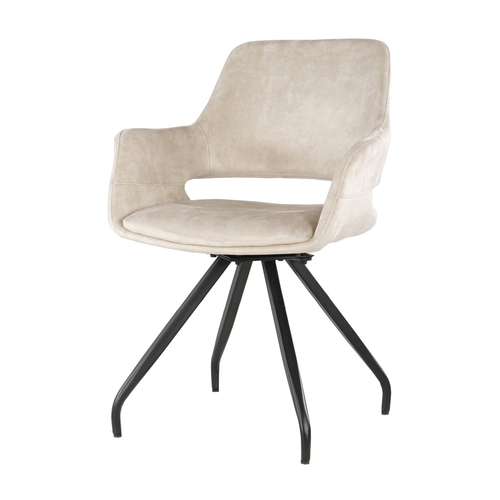 Eetkamerstoel Capp - Beige - Velvet - Draaibaar