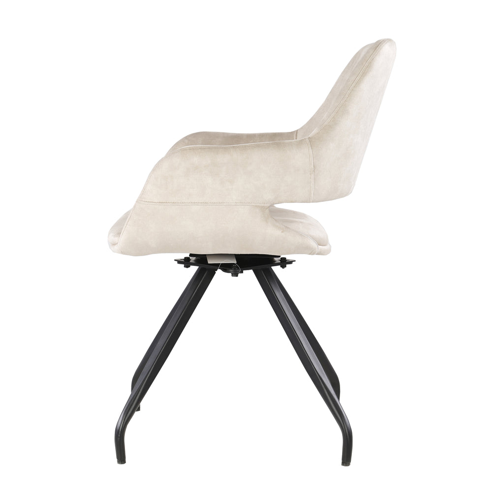 Eetkamerstoel Capp - Beige - Velvet - Draaibaar