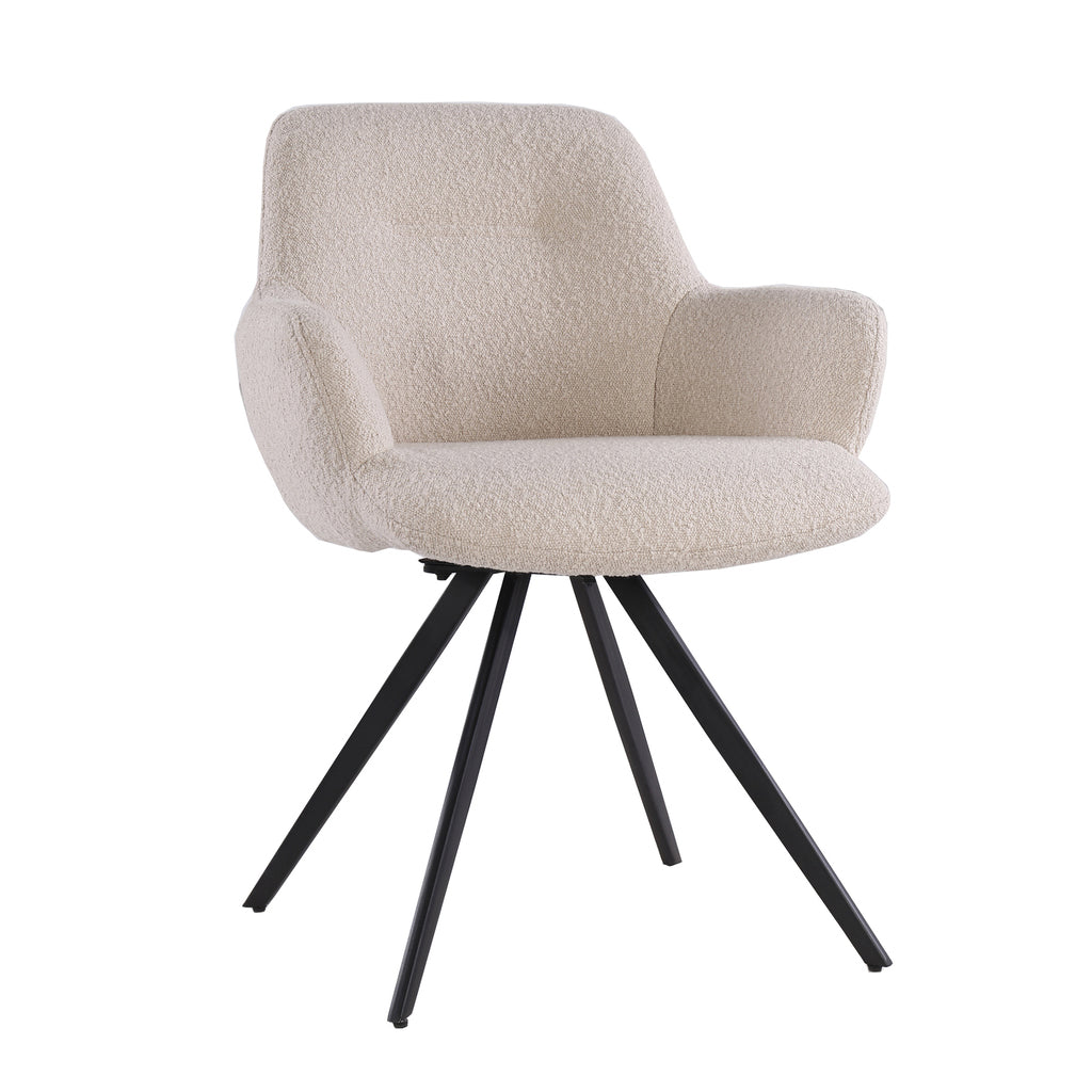 Eetkamerstoel Dora - Beige - Bouclé - Teddystof - Draaibaar