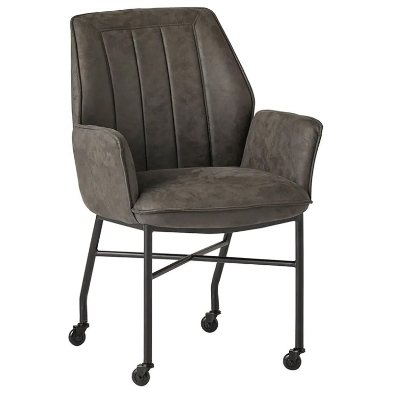 eetkamerstoel tarello antraciet microleder met wieltjes op wielen verrijdbaar meubelista main