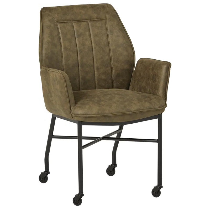 eetkamerstoel tarello groen microleder met wieltjes op wielen verrijdbaar meubelista main