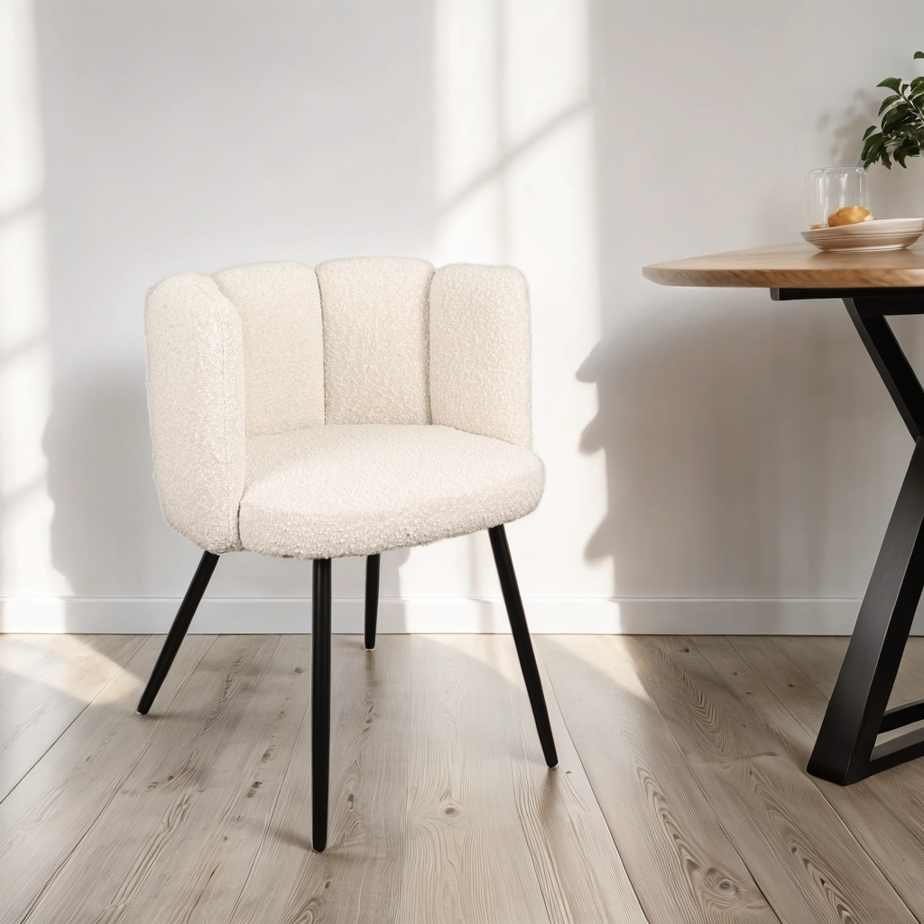 eetkamerstoel elara ivoor boucle teddystof serenova interiors