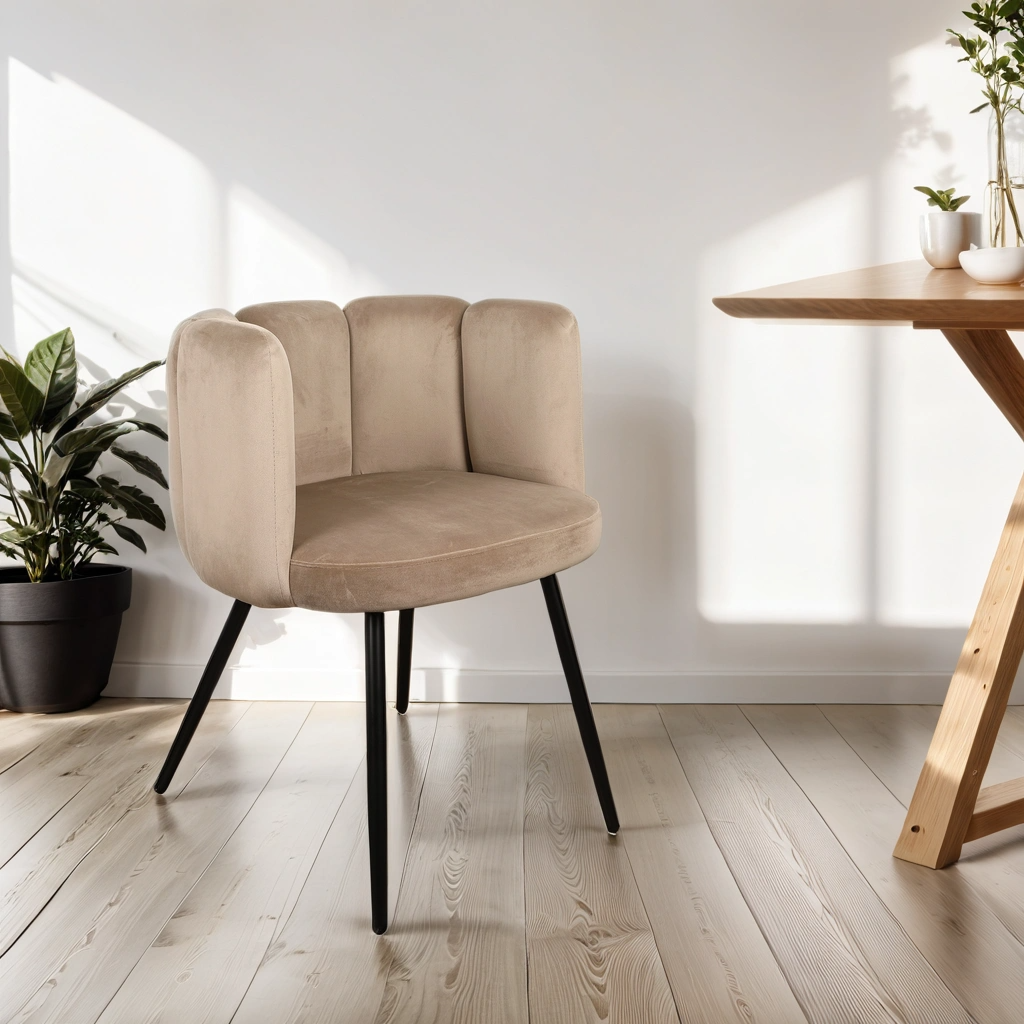 eetkamerstoel elara taupe velvet serenova interiors