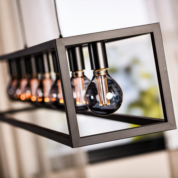 Hanglamp Orthrus - 7-lichts - Zwart - Metaal