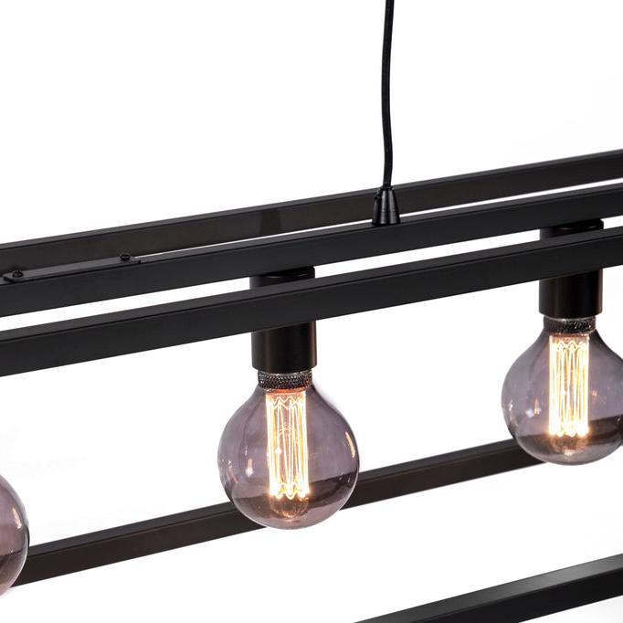 Hanglamp Orthrus - 7-lichts - Zwart - Metaal