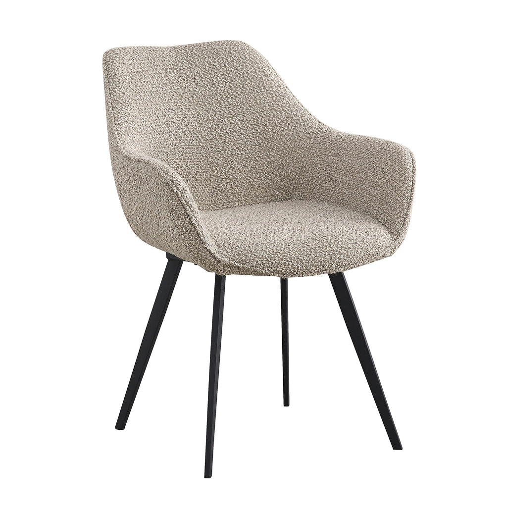 Eetkamerstoel Caya - Beige - Bouclé - Teddystof