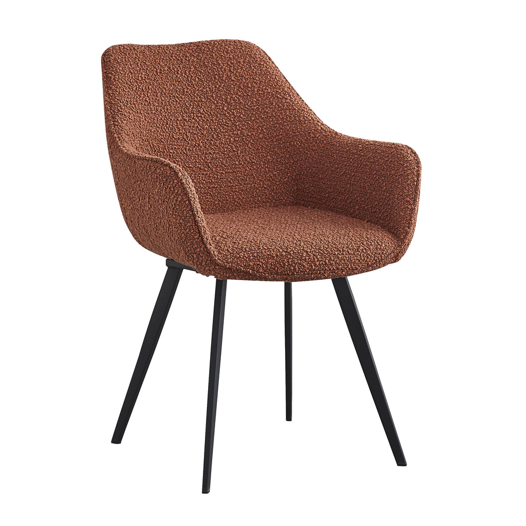 Eetkamerstoel Caya - Bruin - Bouclé - Teddystof