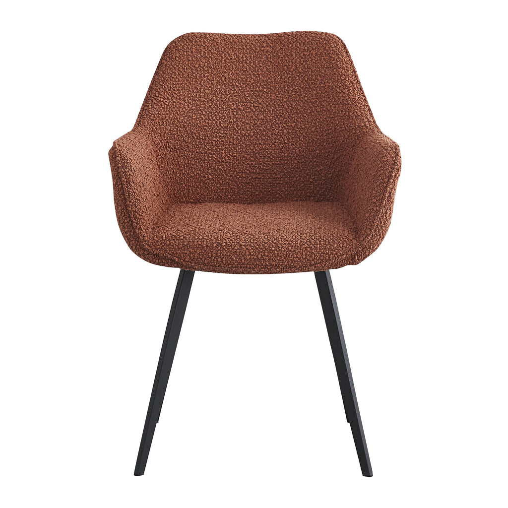 Eetkamerstoel Caya - Bruin - Bouclé - Teddystof