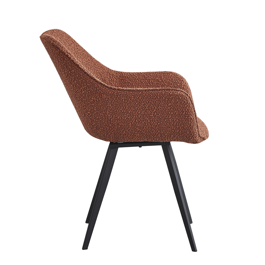Eetkamerstoel Caya - Bruin - Bouclé - Teddystof
