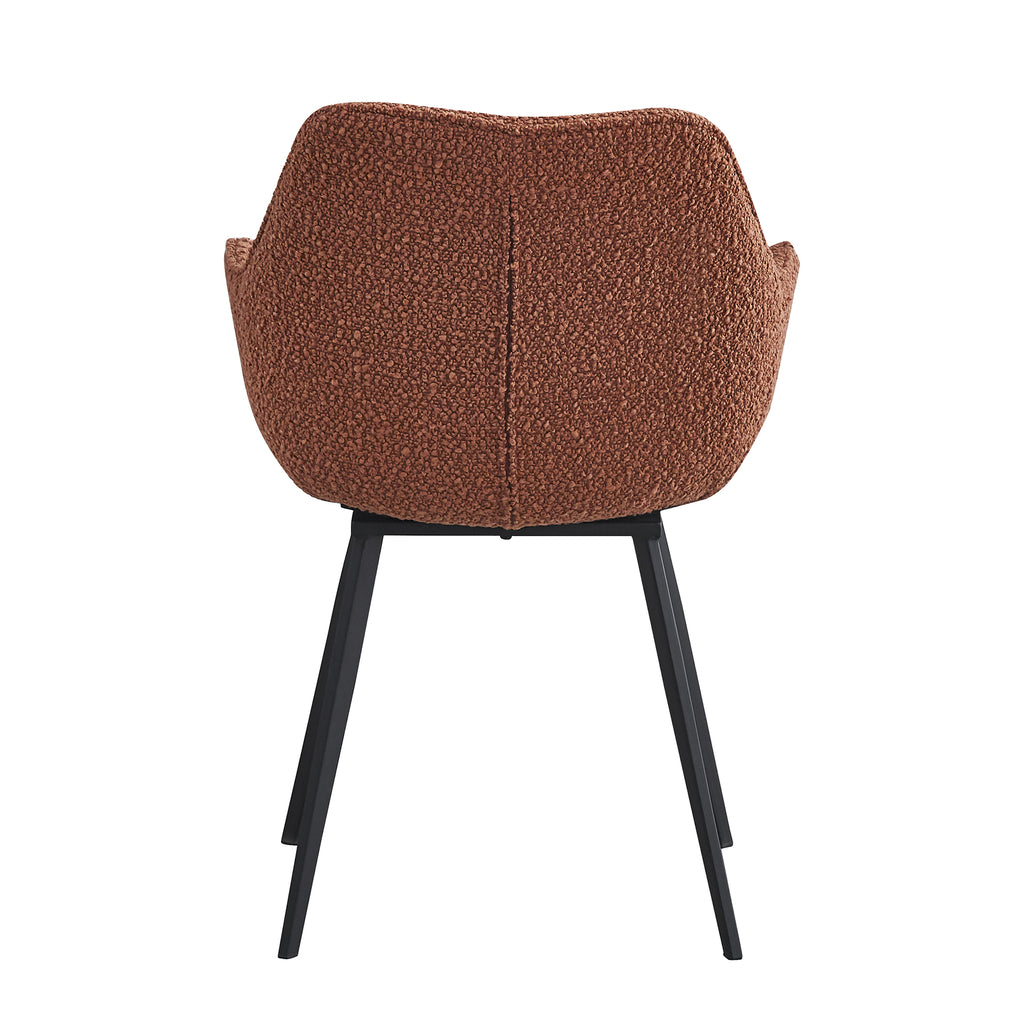 Eetkamerstoel Caya - Bruin - Bouclé - Teddystof