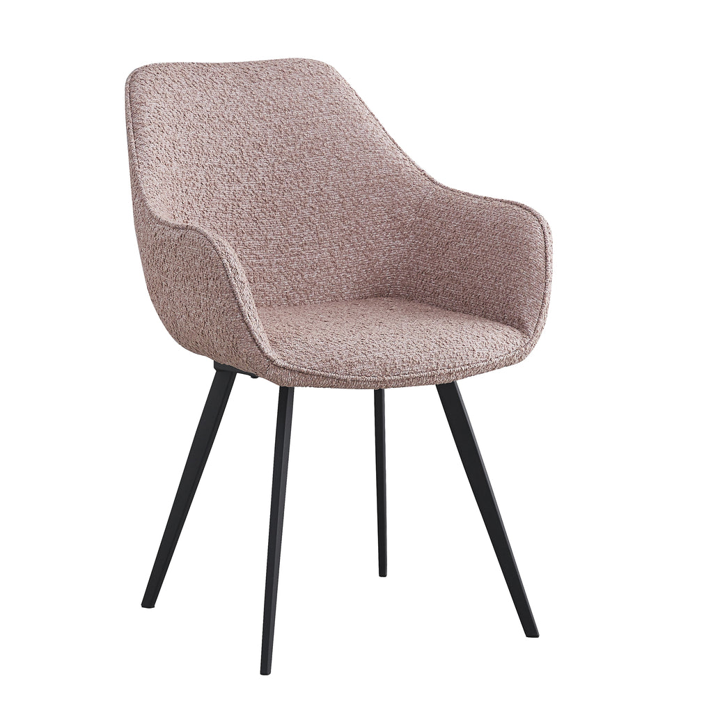 Eetkamerstoel Caya - Roze - Bouclé - Teddystof