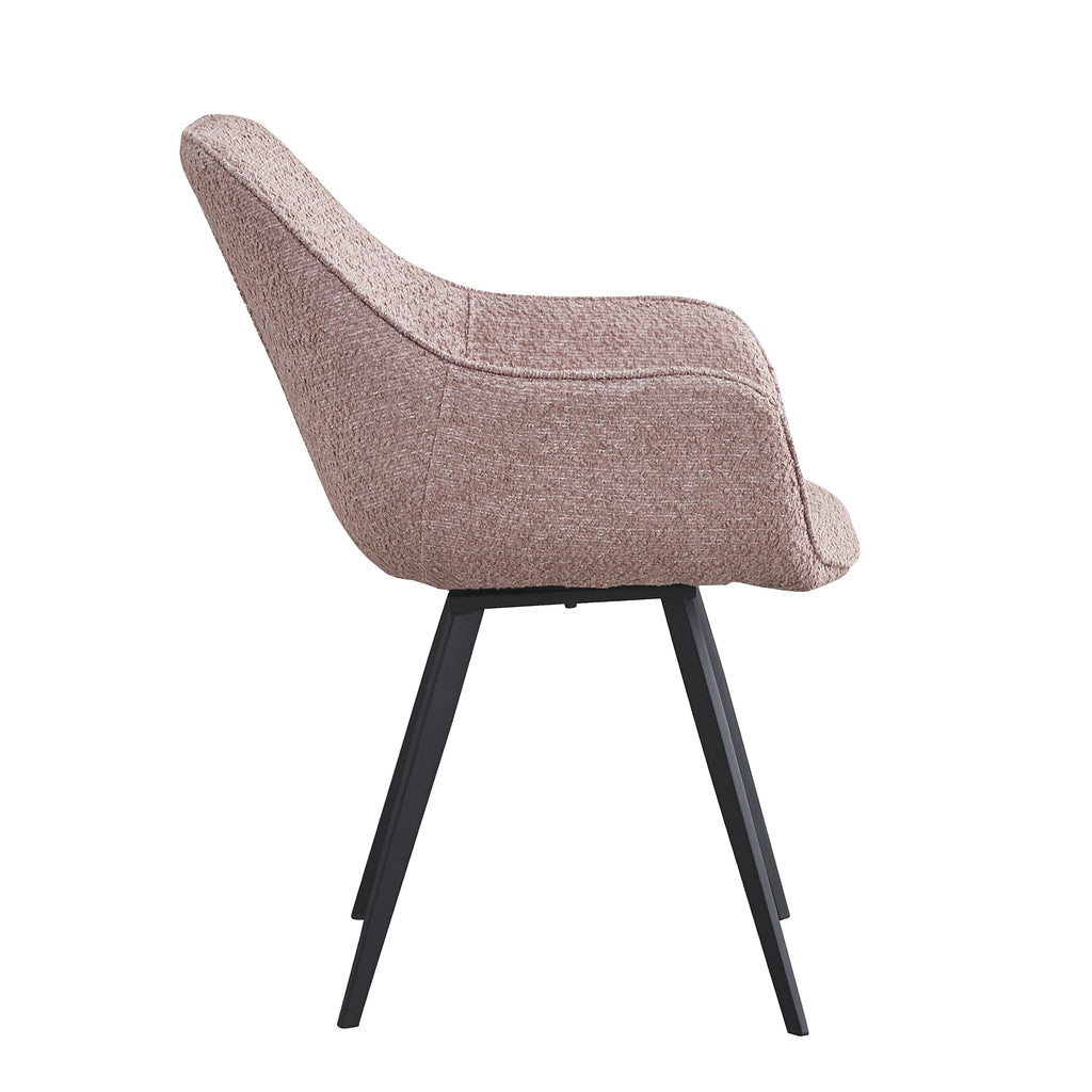 Eetkamerstoel Caya - Roze - Bouclé - Teddystof