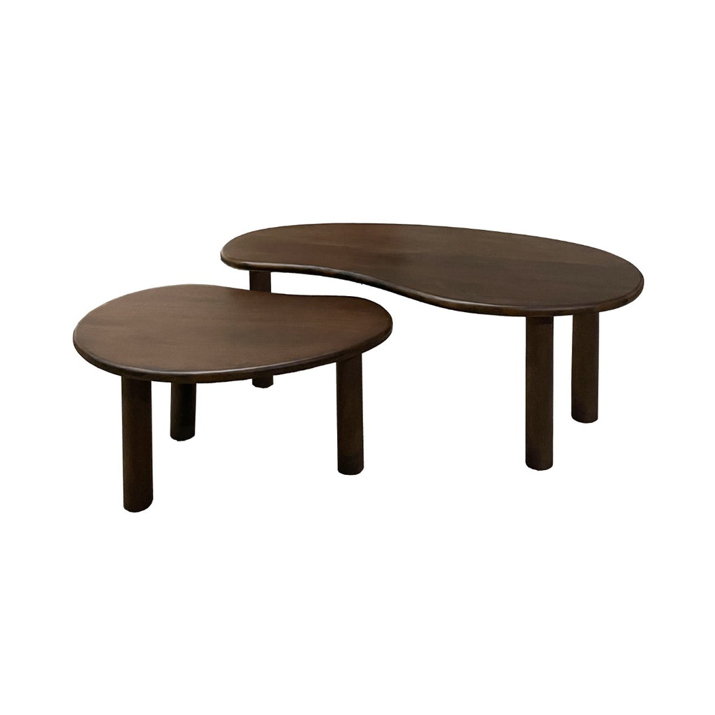 Salontafel Nubi - Donkerbruin - Organisch - Mangohout - Set van 2